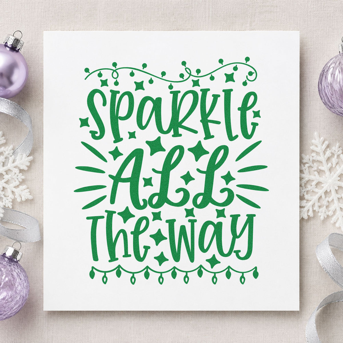 Sparkle All The Way Lights With Stars PSI Pre-Inked Stamp in use 8