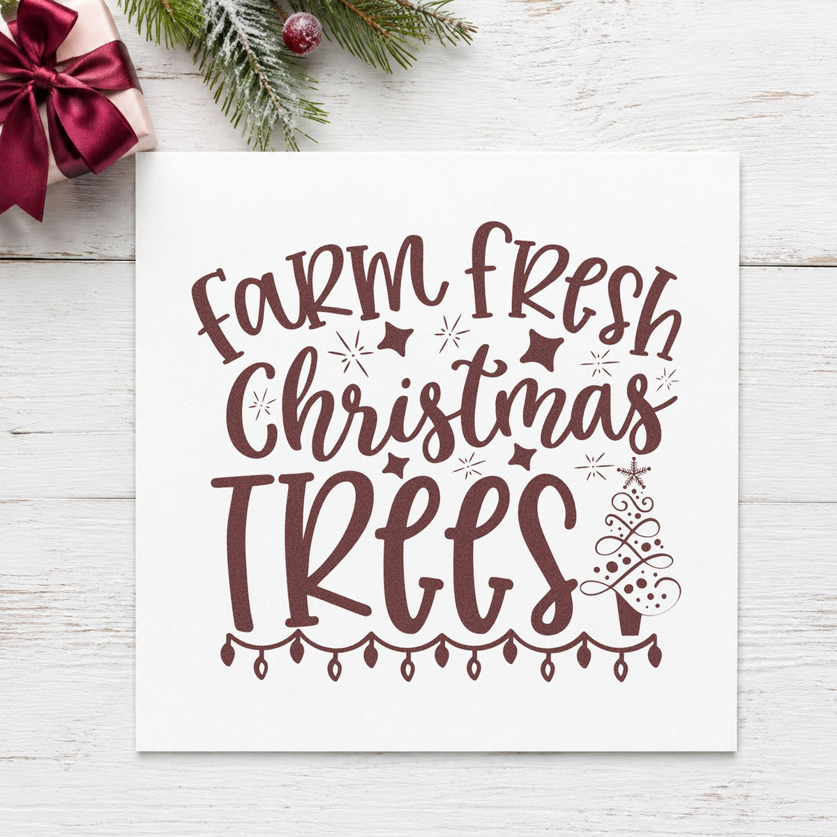 Farm Fresh Christmas Trees With Stars Slim Pre-Inked Stamp in use 4