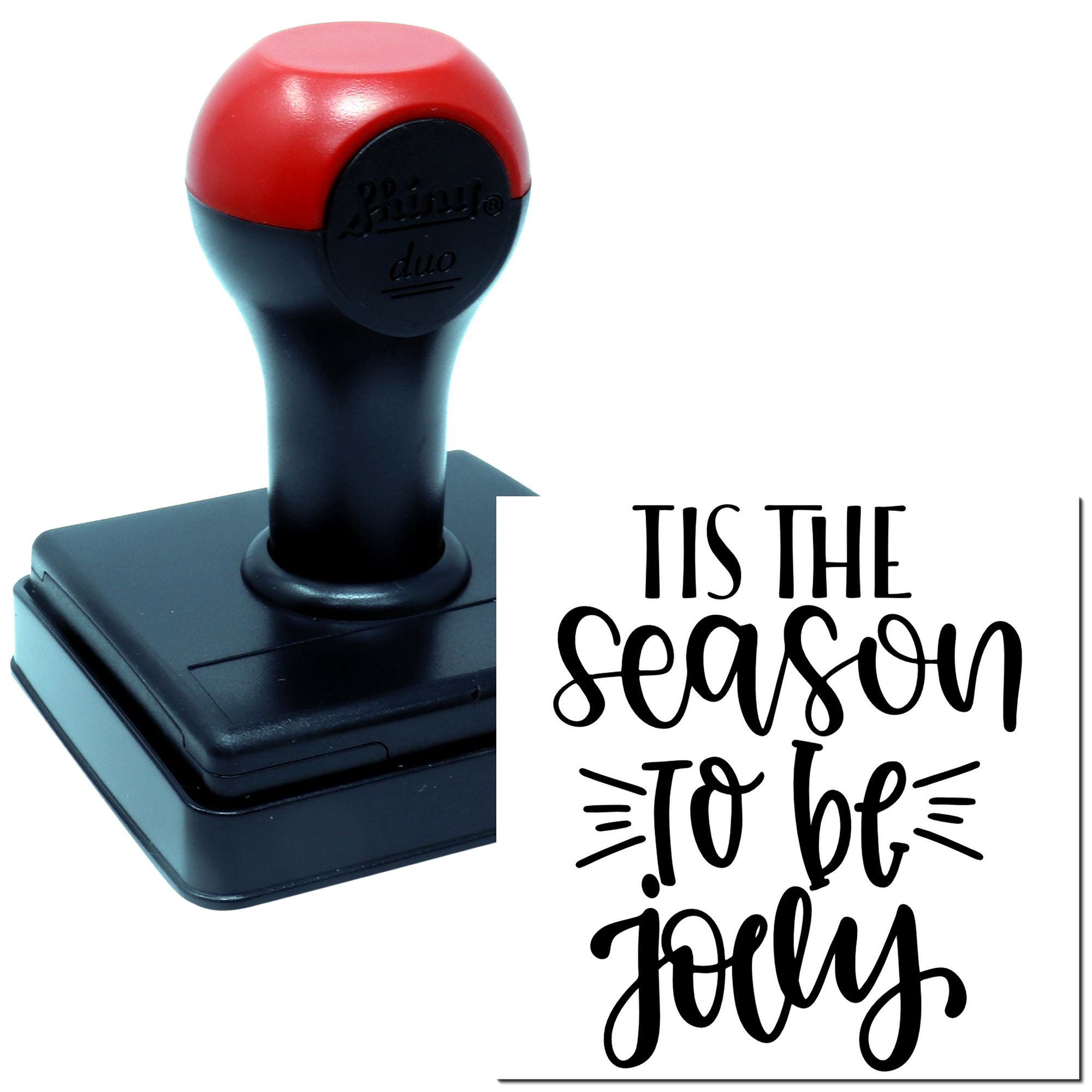 Holiday rubber stamp with Tis the Season to Be Jolly message for festive cards and crafts