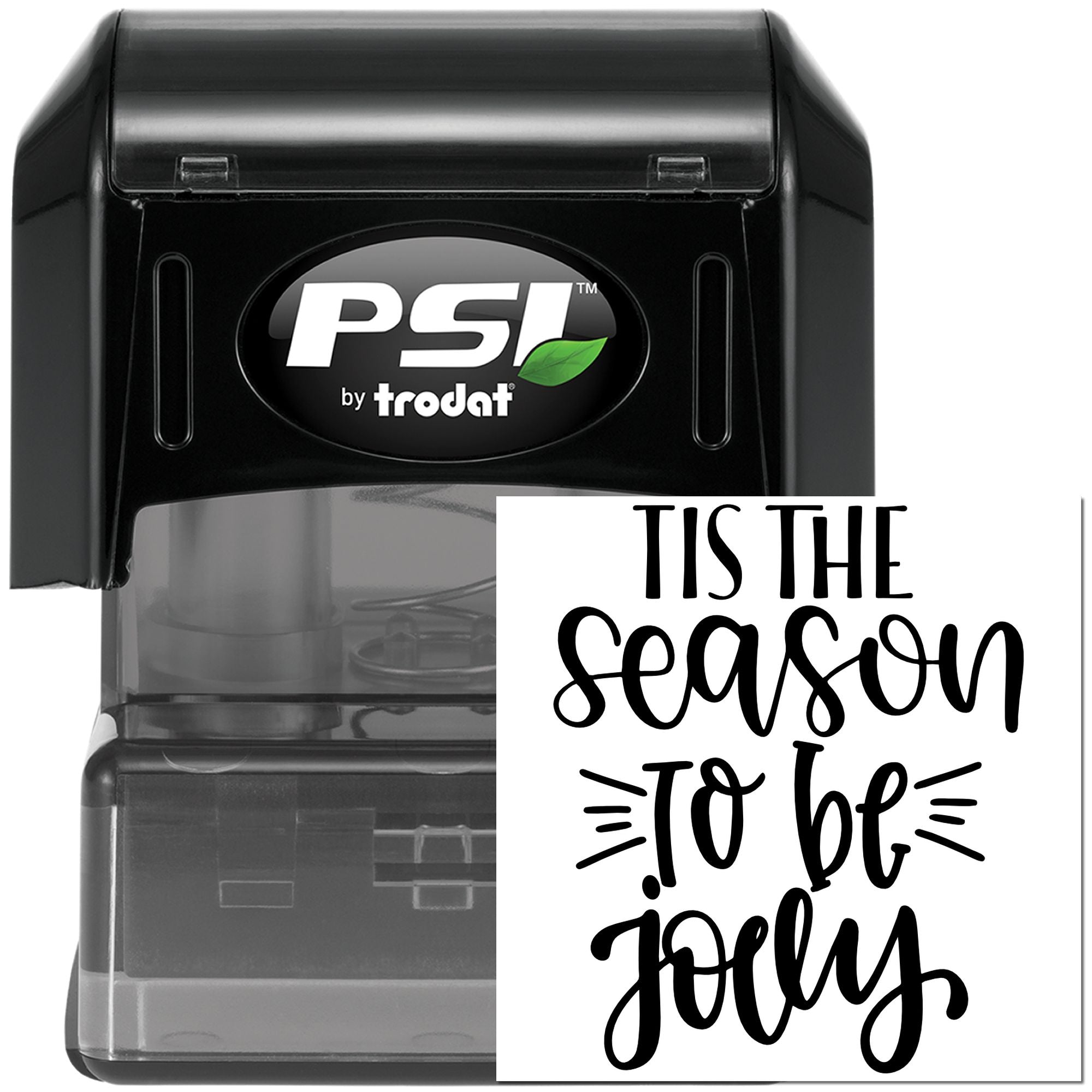 PSI by Trodat self-inking rubber stamp with Tis the season to be jolly holiday message for festive stamping.