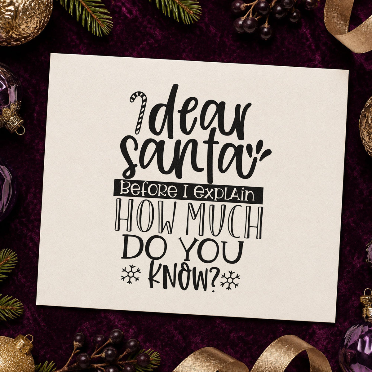Dear Santa How Much Know Rubber Stamp – Duo Hand in use 9