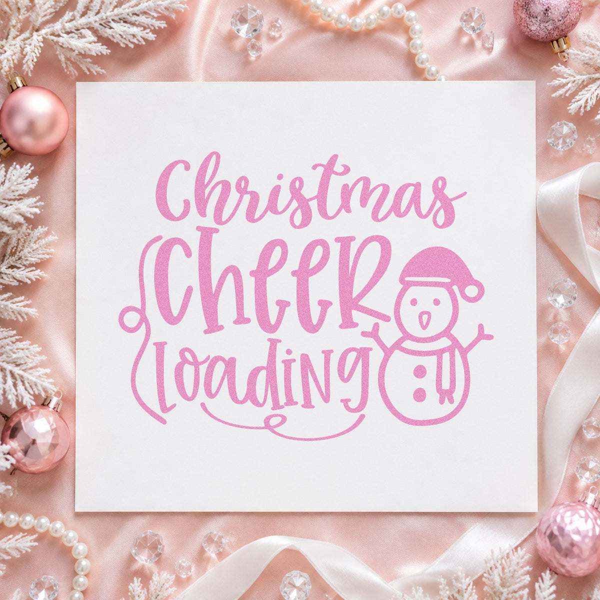 Christmas Cheer Loading Snowman craft stamp in purple ink on cardstock, an easy option for build day album page.