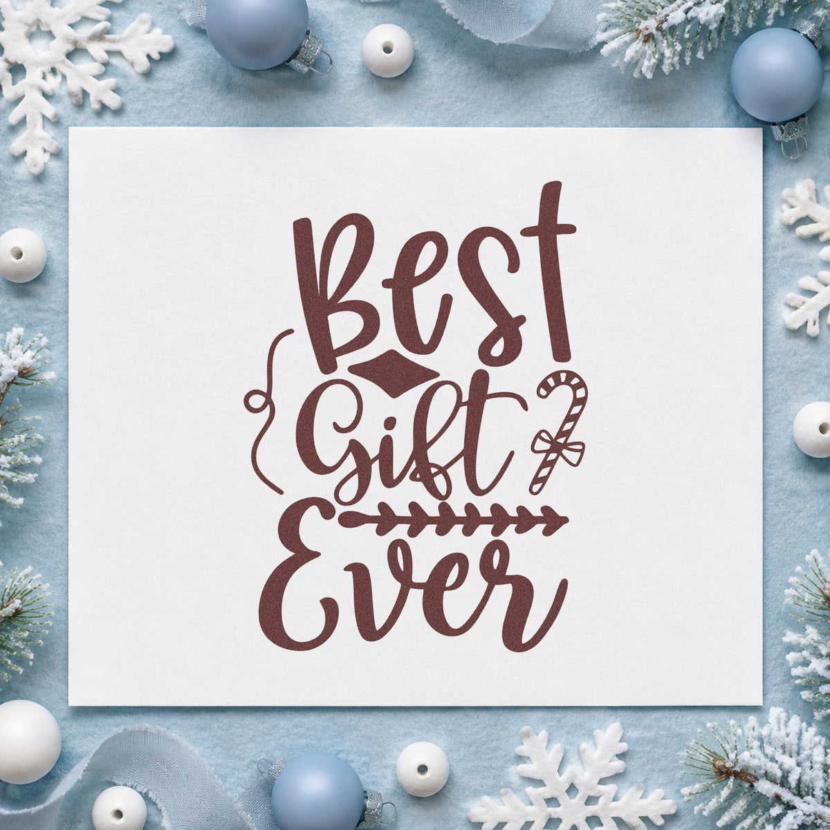 Best Gift Ever Candy Cane rubber stamp printed in brown ink, ready for ranking list sheet and similar paper crafts.