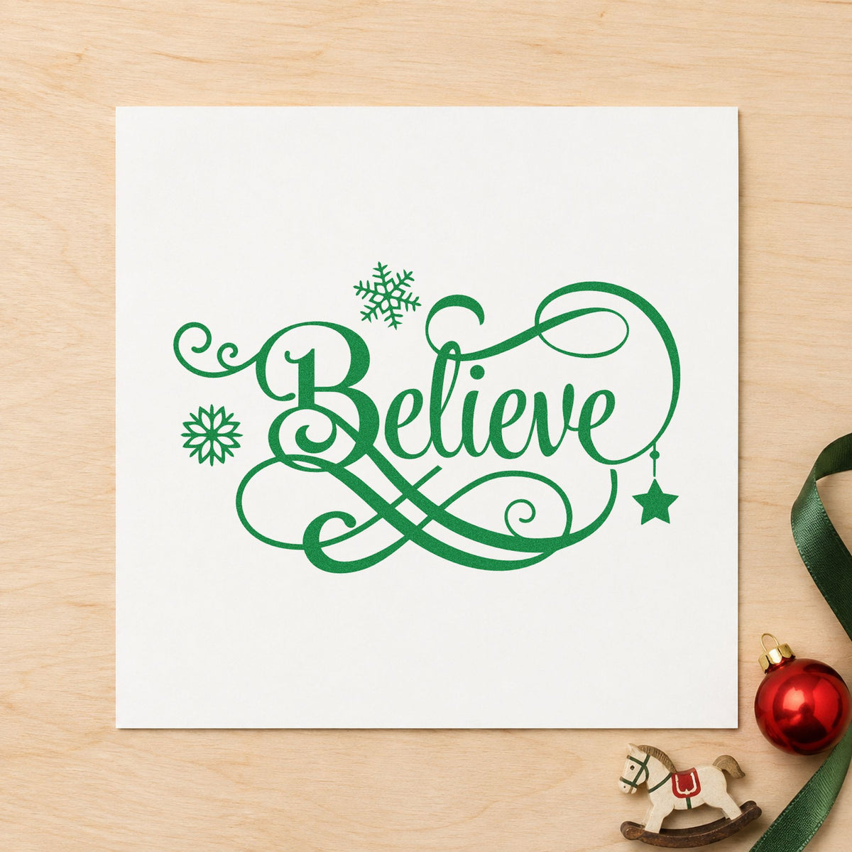 Believe Snowflakes Hanging Star Compact Pre-Inked Stamp – Slim in use 6