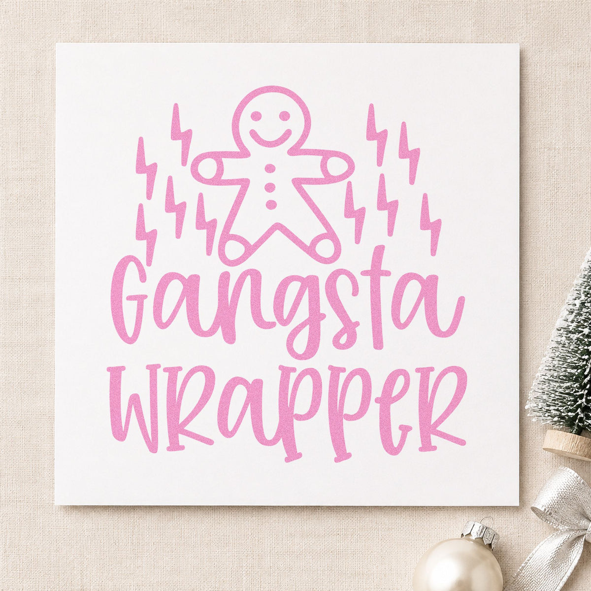 Gangsta Wrapper Gingerbread Lightning craft stamp in purple ink on cardstock, an easy option for speed wrap album.