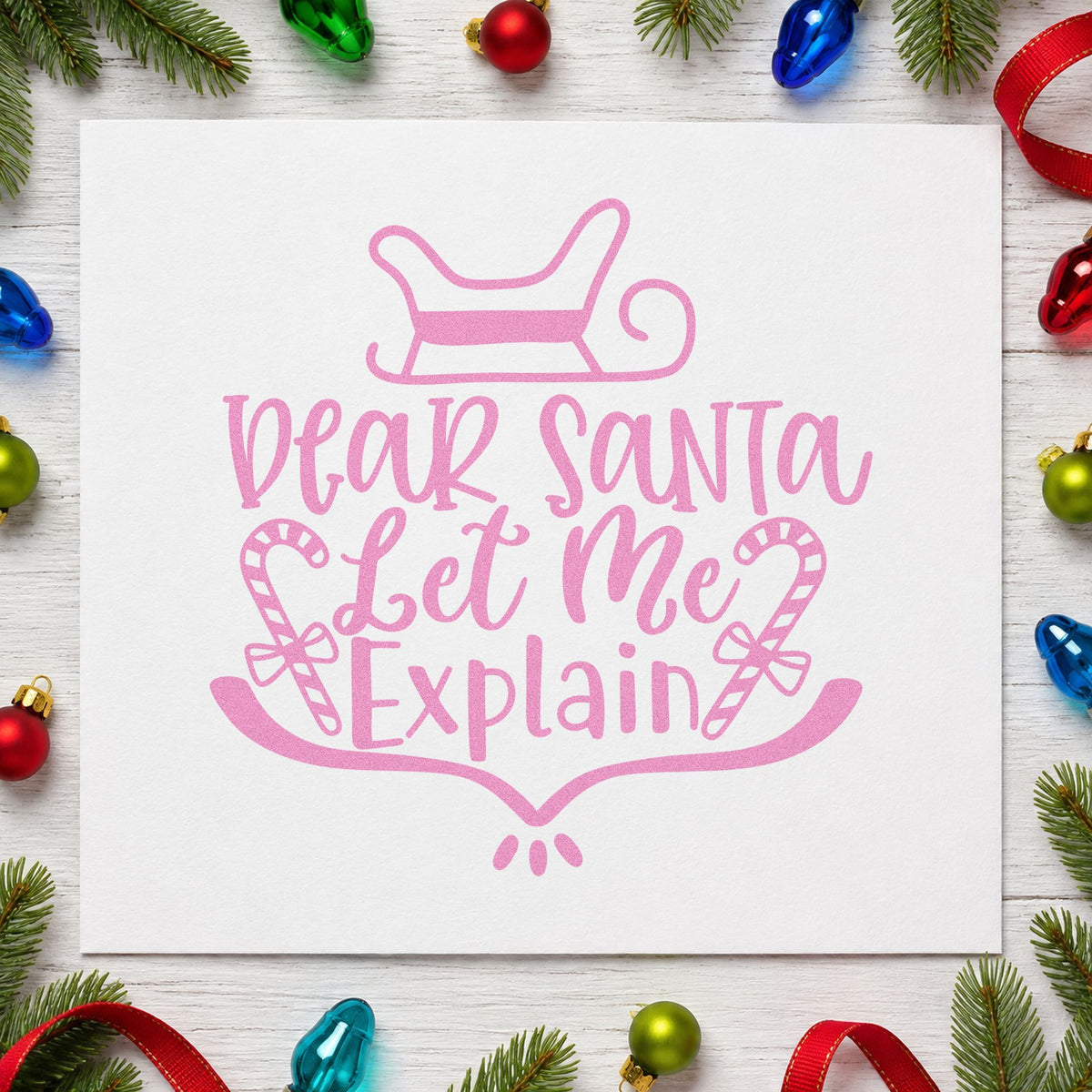 Dear Santa Let Me Explain Candy Cane Self-Inking Stamp in use 10