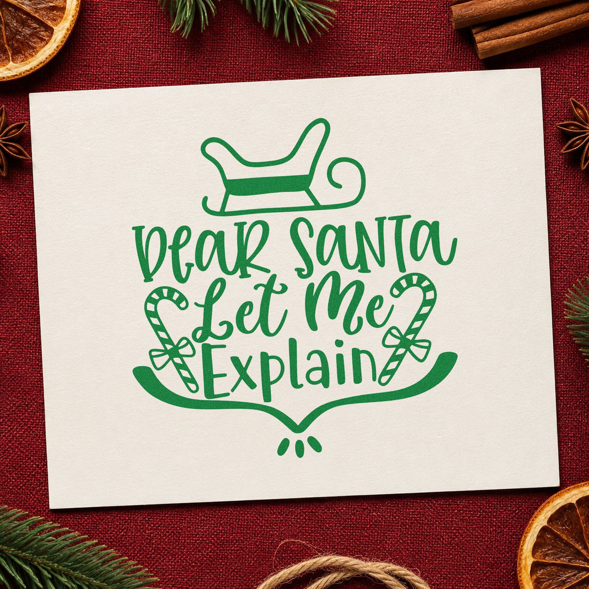 Dear Santa Let Me Explain Candy Cane Pre-Inked Stamp – Slim in use 3