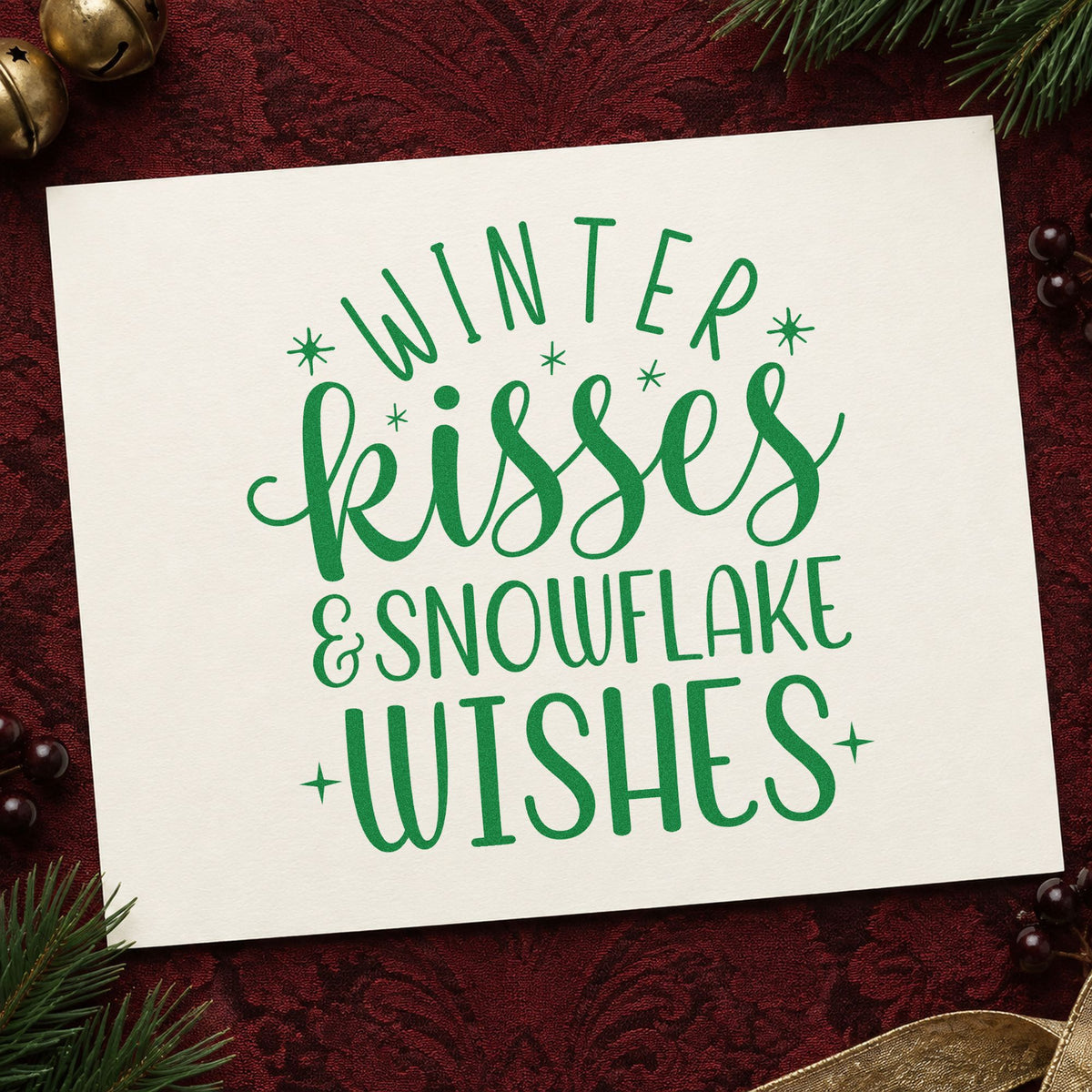 Winter Kisses & Snowflake Wishes Slim Pre-Inked Stamp in use 6