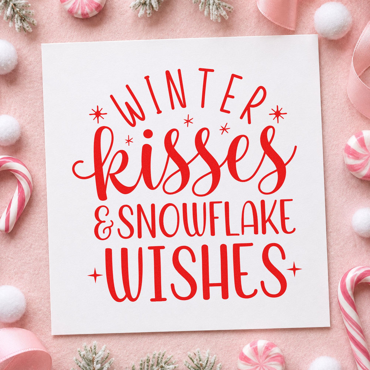Winter Kisses & Snowflake Wishes Stamp – Duo Hand in use 7