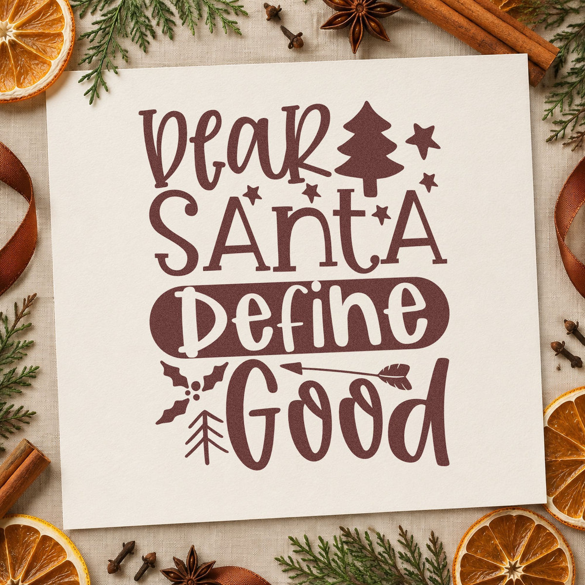 Dear Santa Define Good Tree Holly Hand Stamp – Duo in use 4