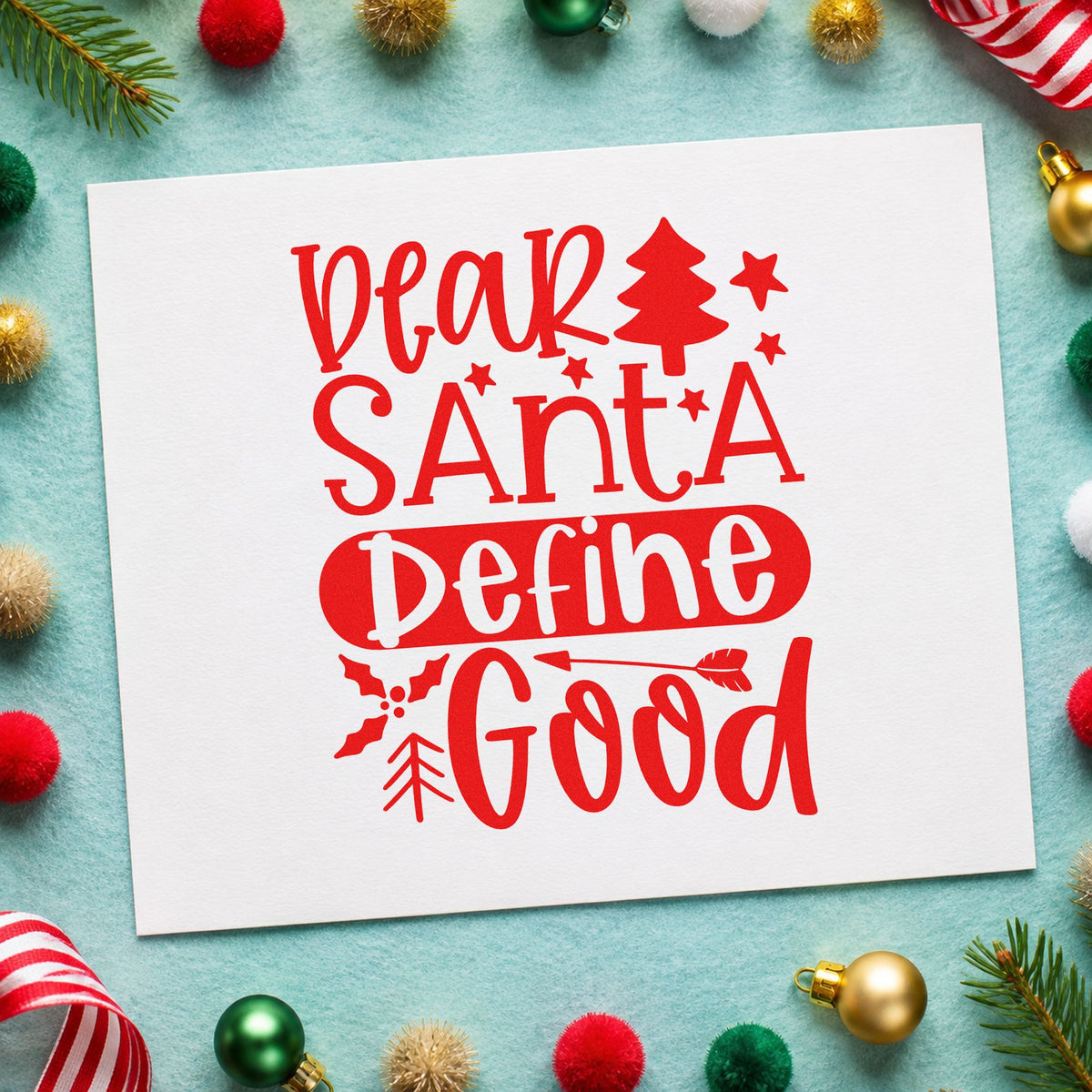 Dear Santa Define Good Tree Holly Hand Stamp – Duo in use 7