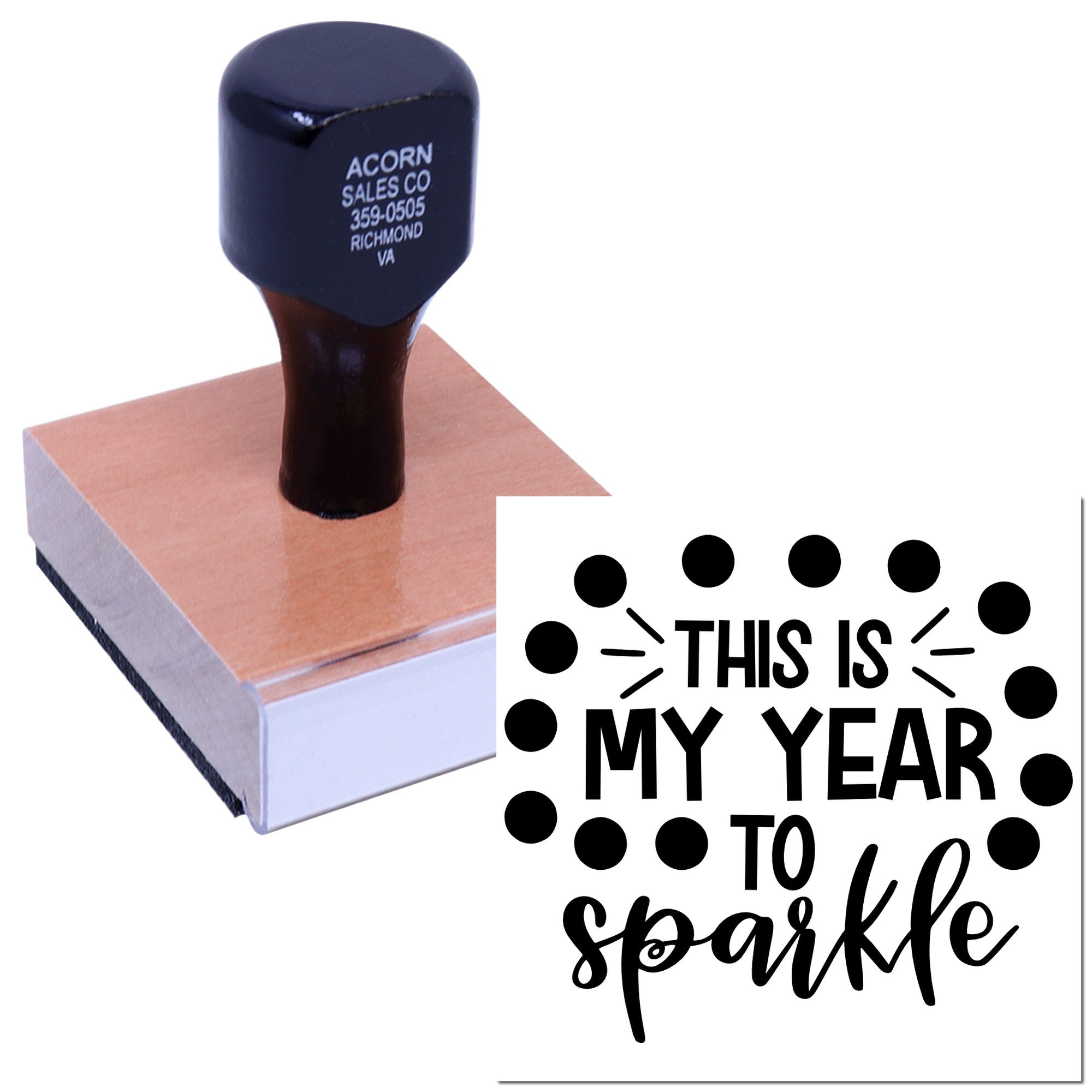 Custom rubber stamp featuring This Is My Year to Sparkle for cards, crafts, and holiday packaging.