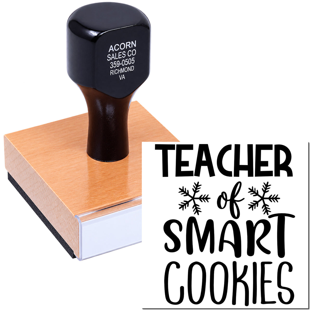 Teacher of Smart Cookies rubber stamp on wooden block, custom classroom teacher stamp for gifts and student rewards