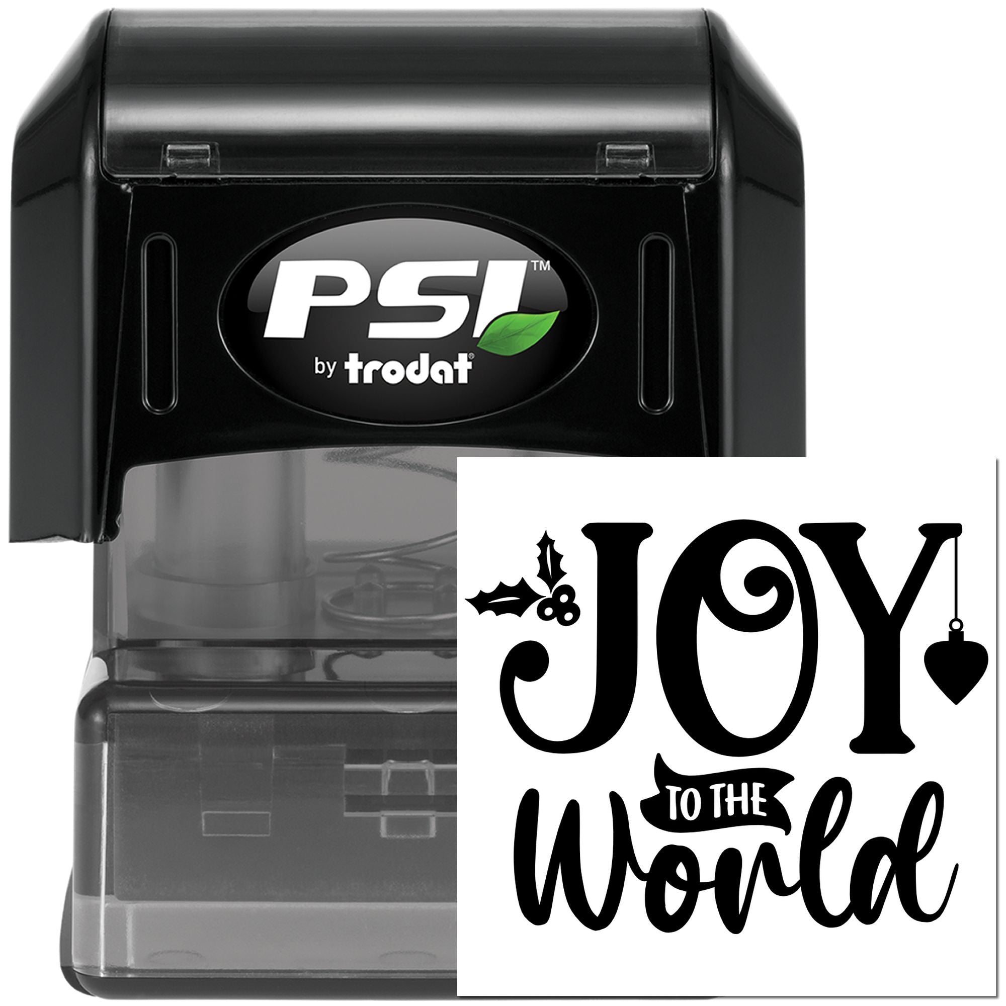 PSI by Trodat self-inking rubber stamp with Joy to the World holiday design for Christmas cards and crafts.