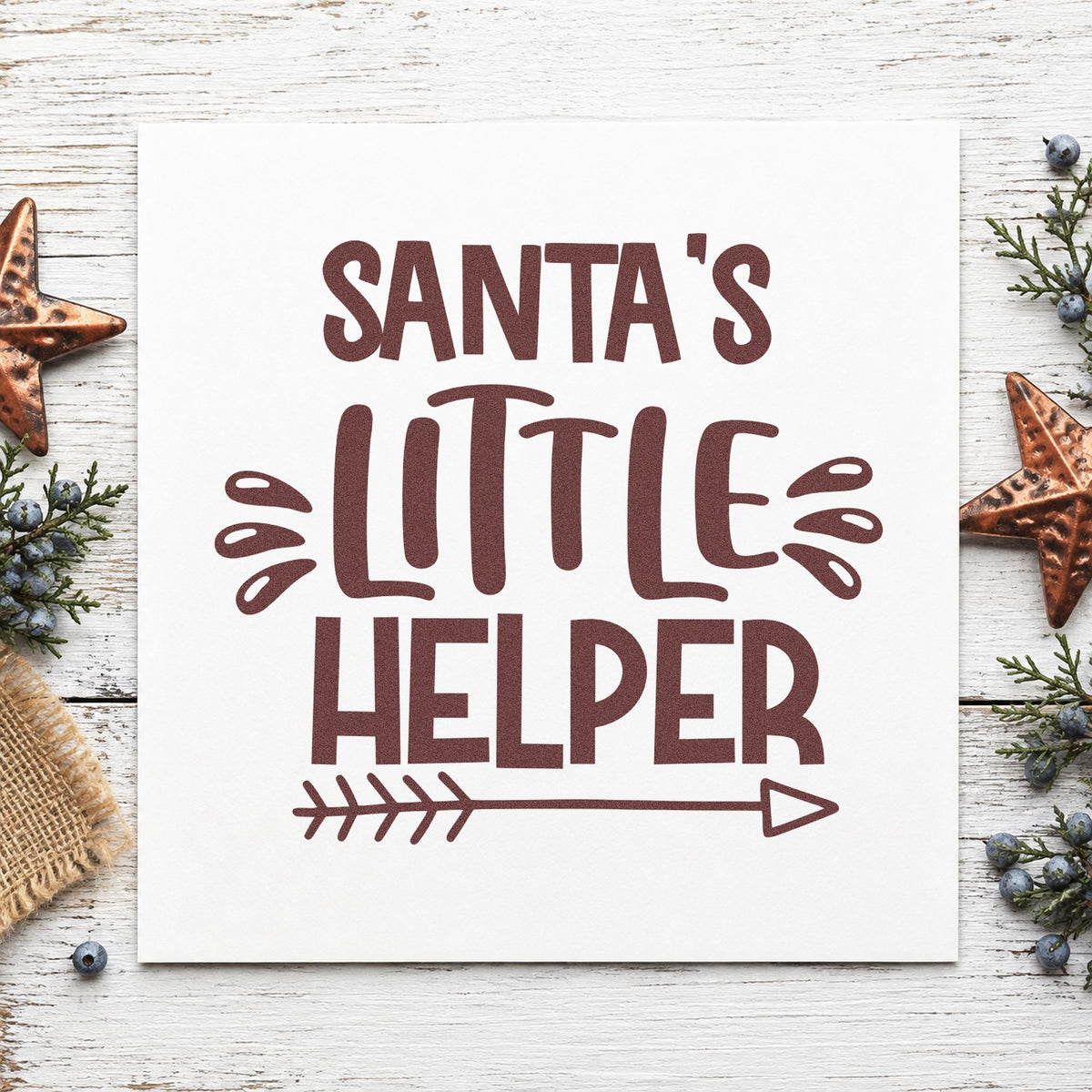 Duo Hand Santa's Little Helper Arrow Rubber Stamp in use 4