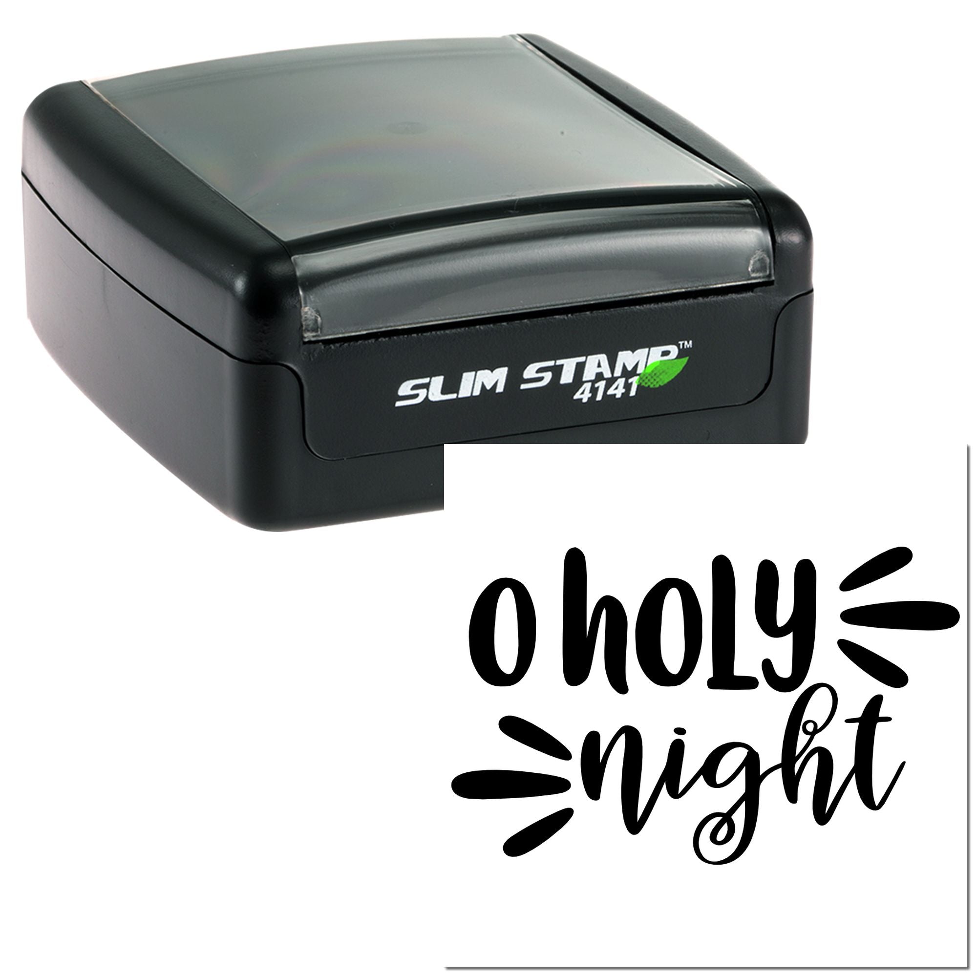 Slim Stamp 4141 self-inking rubber stamp with O Holy Night design for Christmas cards and holiday crafts.