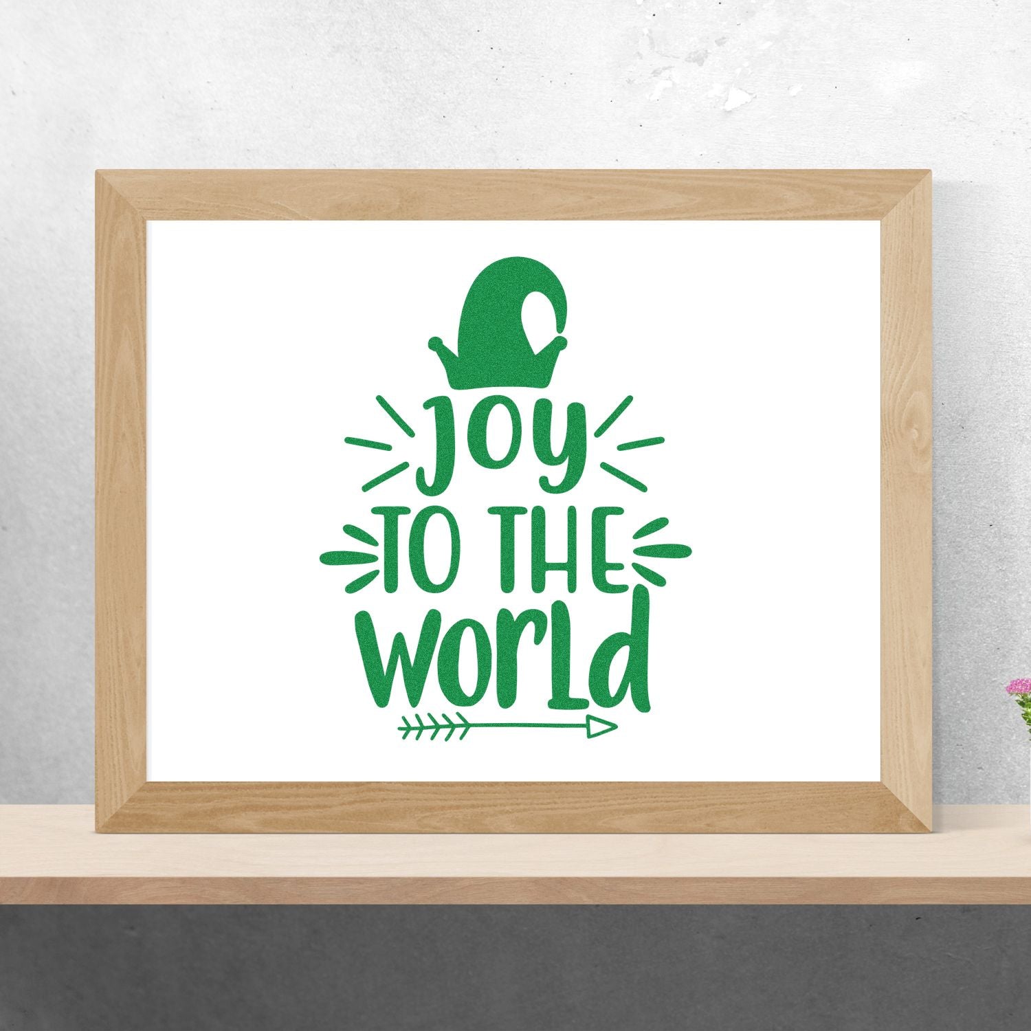 Joy to the World Christmas rubber stamp design in green for holiday cards, crafts, and seasonal DIY projects.
