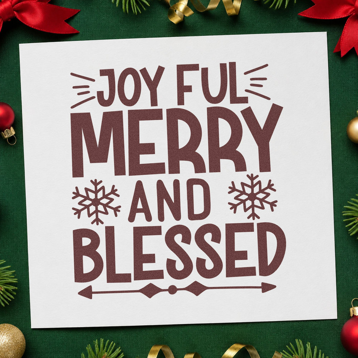 Joyful Merry And Blessed Snowflakes Arrow PSI Pre-Inked Stamp in use 4
