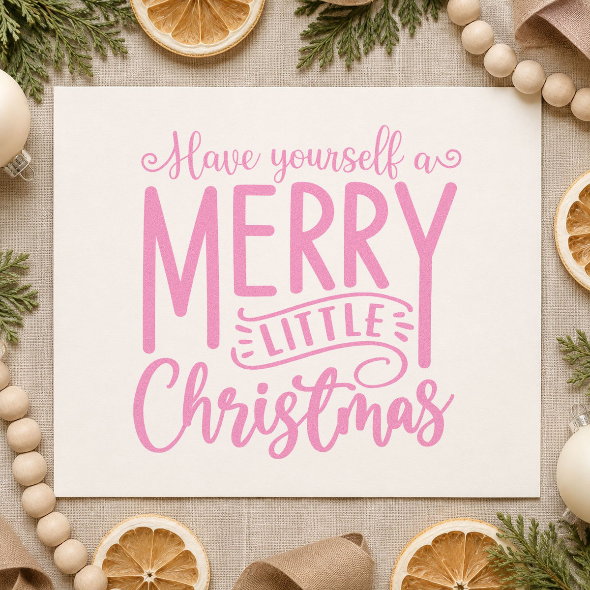 Have Yourself Merry Little Christmas craft stamp in purple ink on cardstock, an easy option for classic film album.