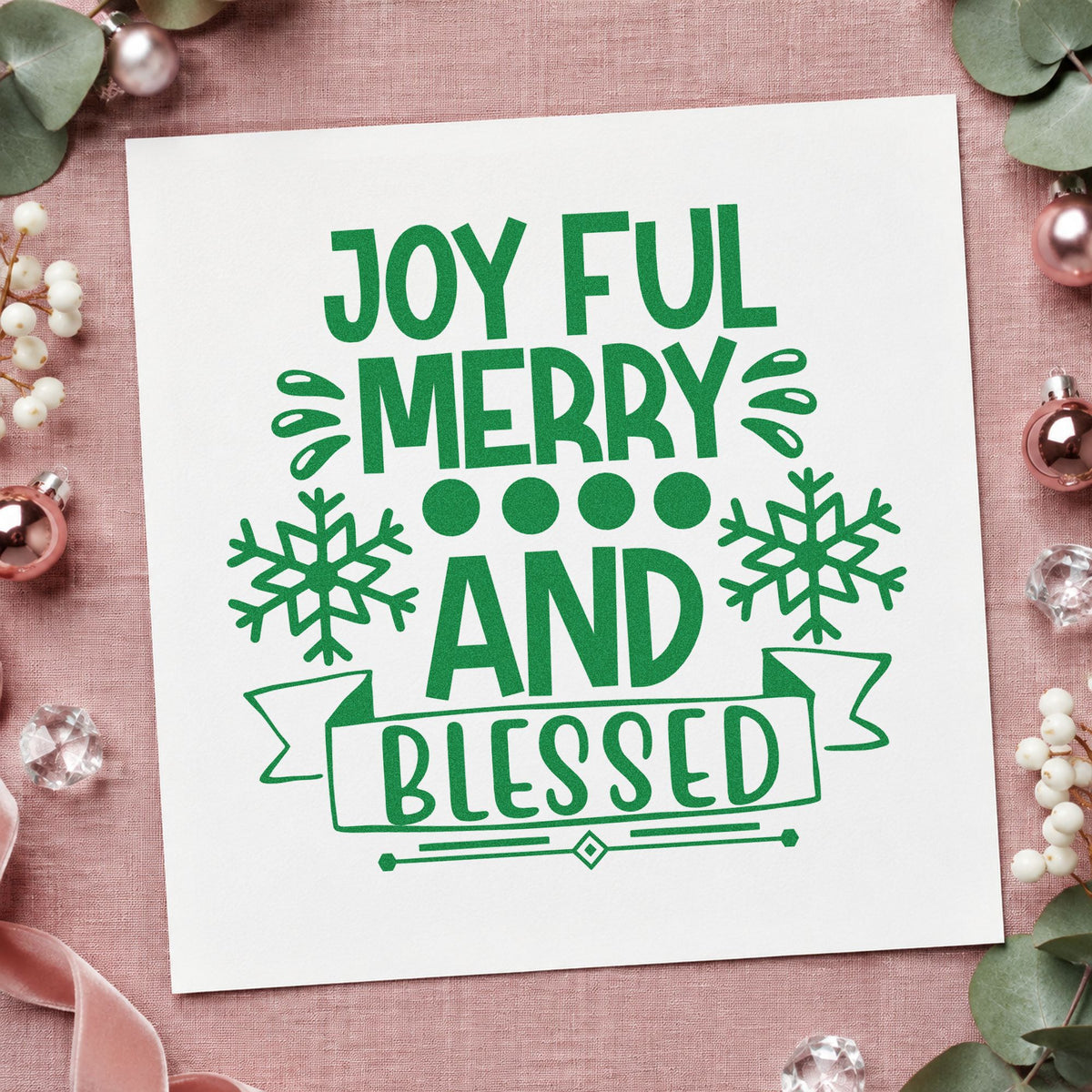 Joyful Merry Blessed Snowflake Banner Pre-Inked Stamp – PSI in use 3
