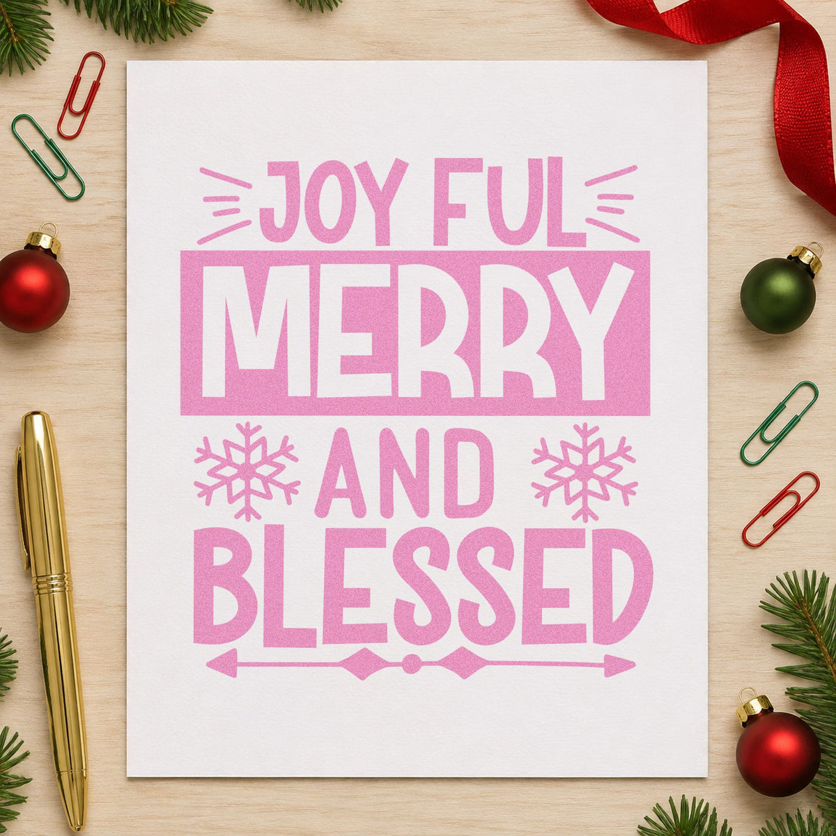 Joyful Merry Blessed Box Rubber Stamp – Duo Hand in use 10