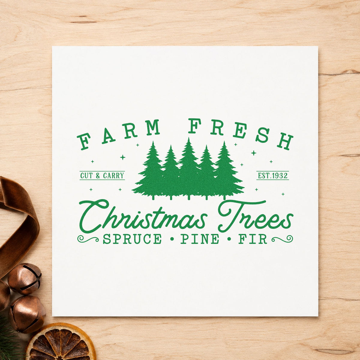 Duo Hand Farm Fresh Christmas Tree Row Rubber Stamp in use 8