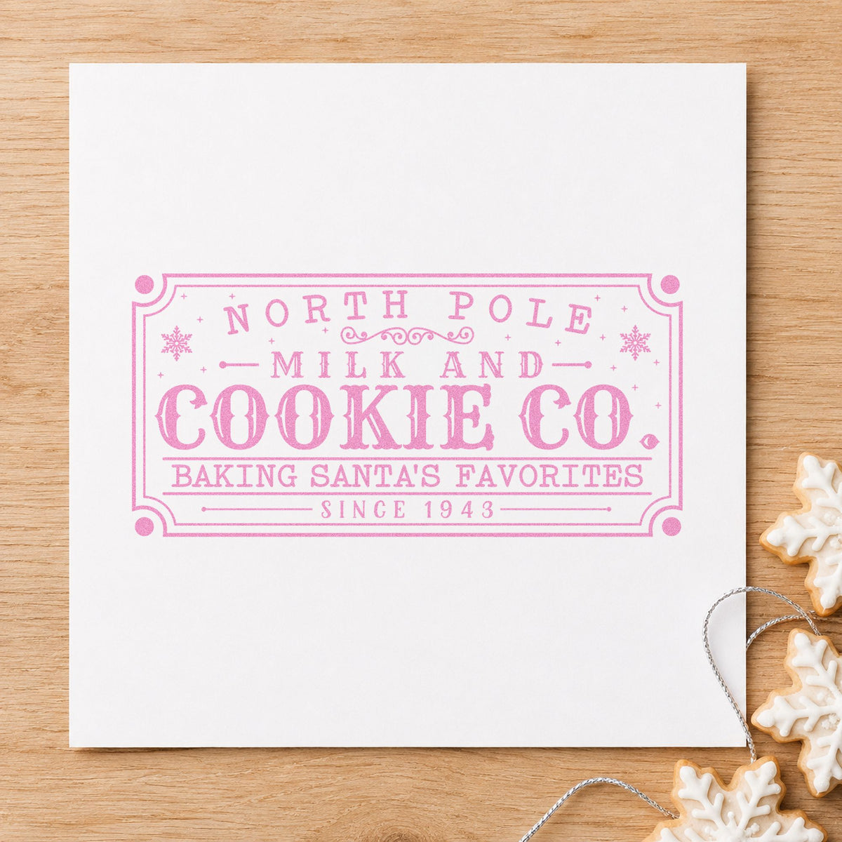 North Pole Santa's Favorites Sign craft stamp in purple ink on cardstock, an easy option for recipe vault album.