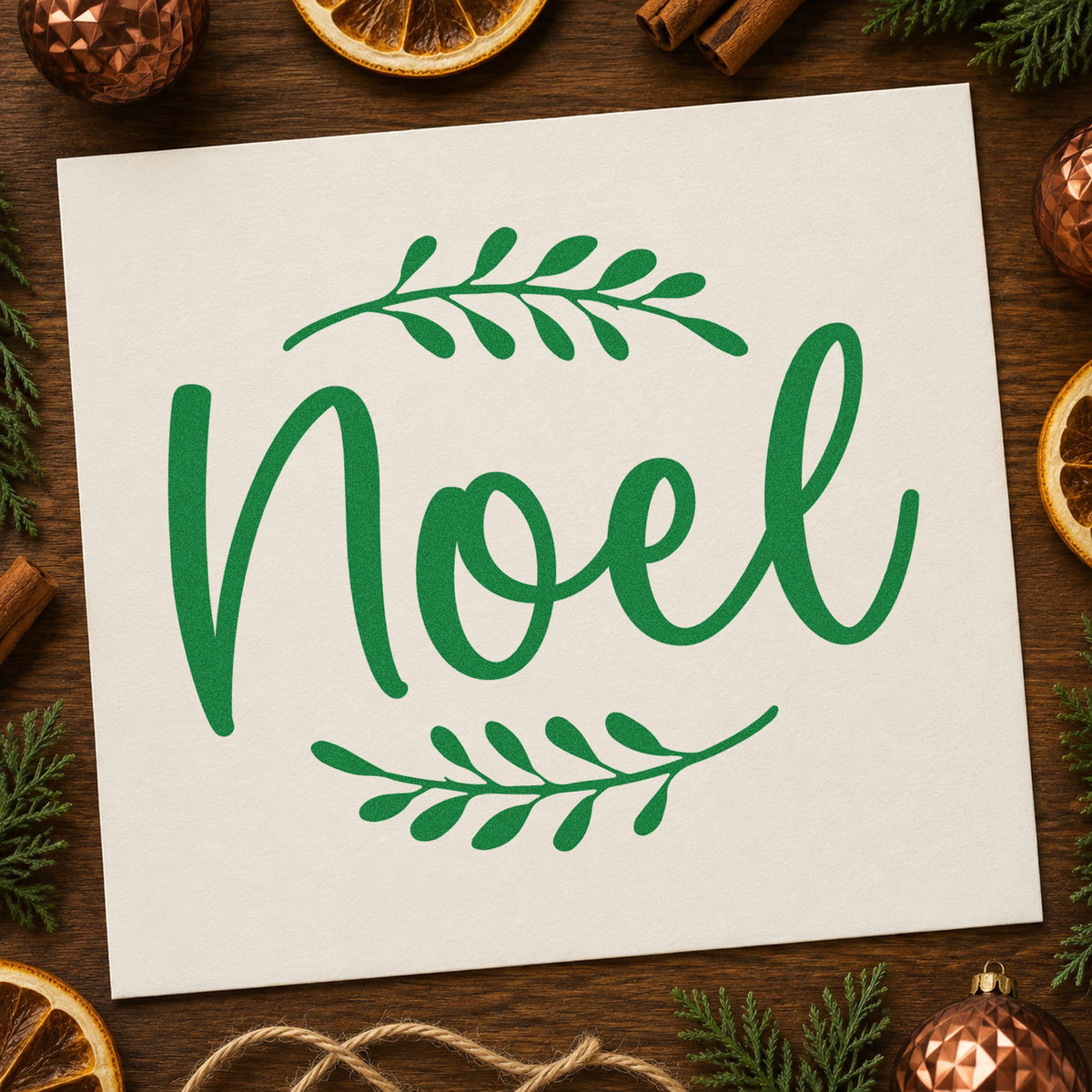 Noel With Leafy Sprigs Self-Inking Stamp in use 6
