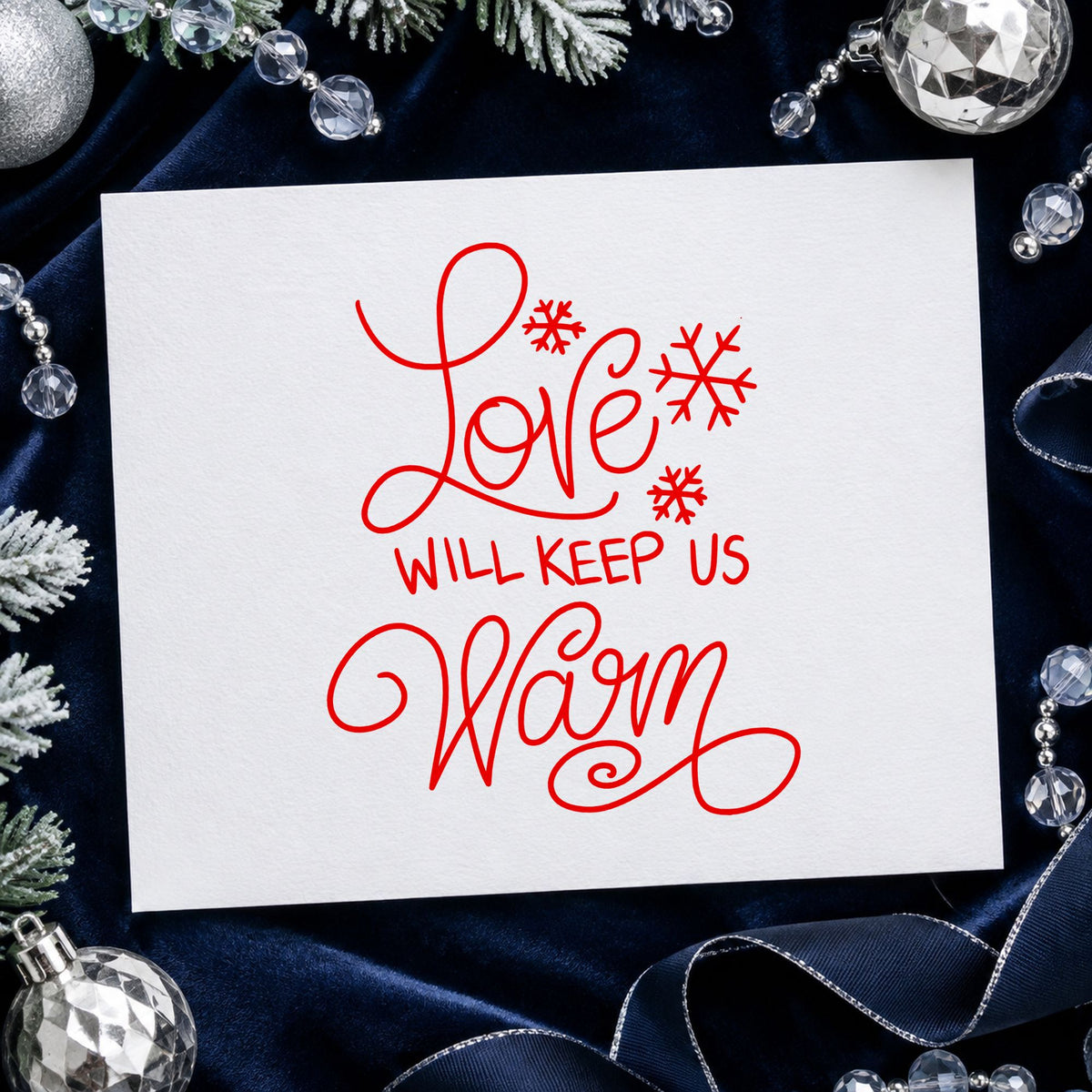 Love Will Keep Us Warm Snowflakes Duo Hand Stamp in use 5