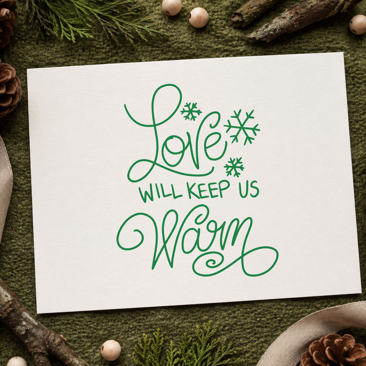 Love Will Keep Us Warm Snowflakes Stamp – Self-Inking in use 6