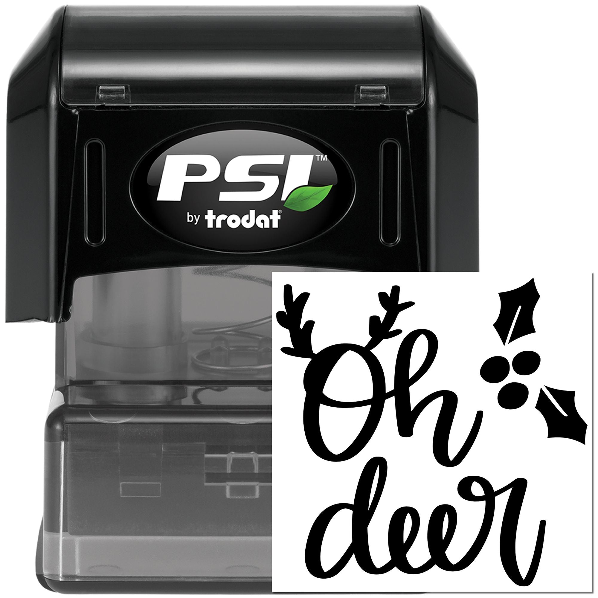 PSI by Trodat self-inking rubber stamp with Oh Deer reindeer design for holiday cards, crafts, and gifting.