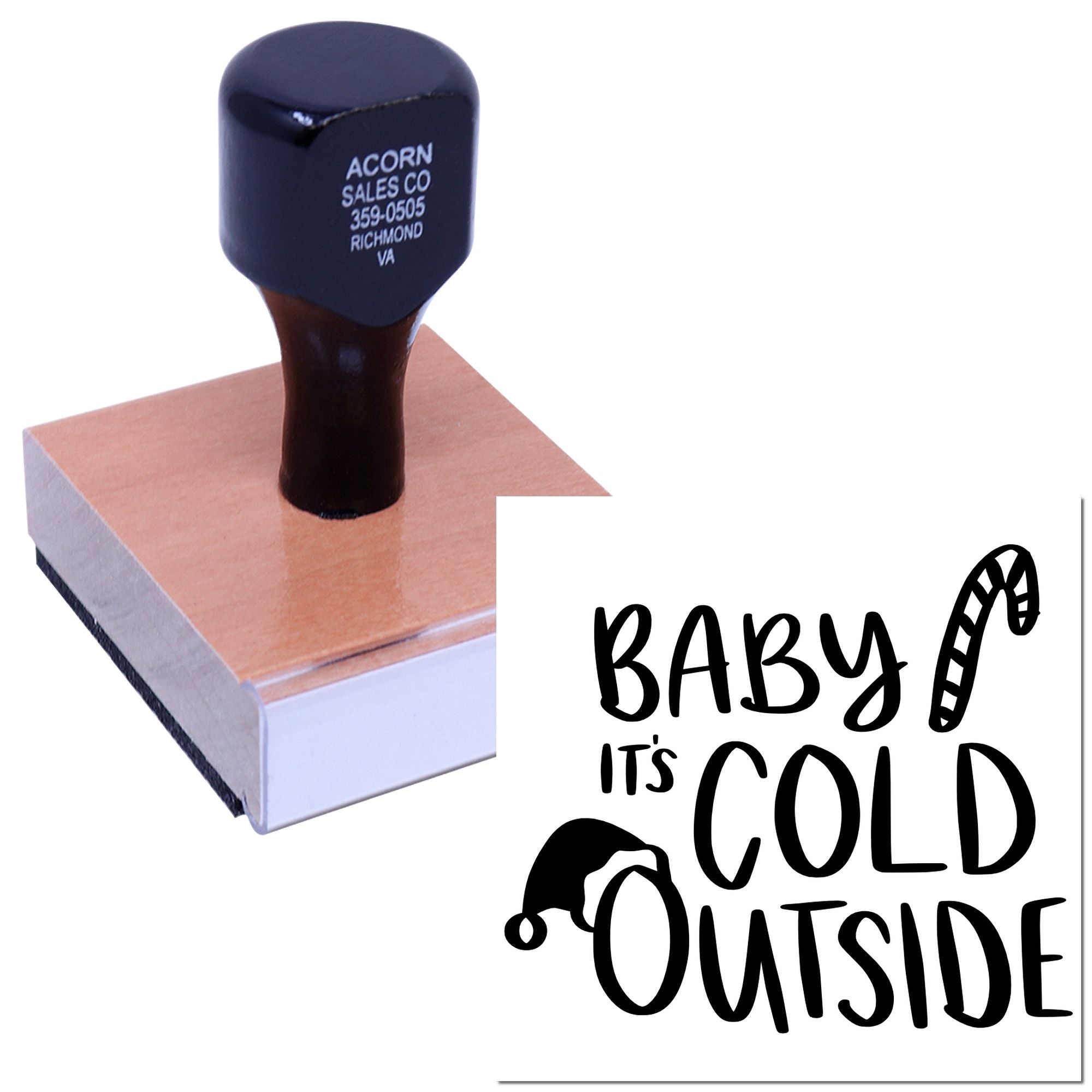 Custom rubber stamp with Baby Its Cold Outside design for winter cards, crafts, and handmade invitations.