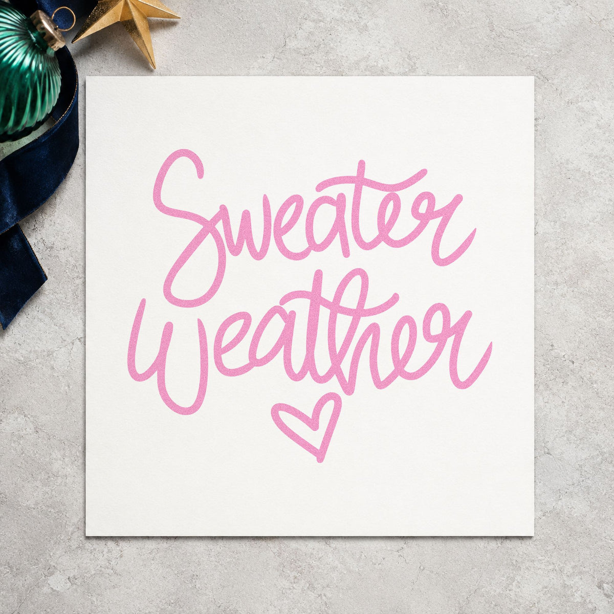 Sweater Weather Little Heart craft stamp in purple ink on cardstock, an easy option for closet album page.