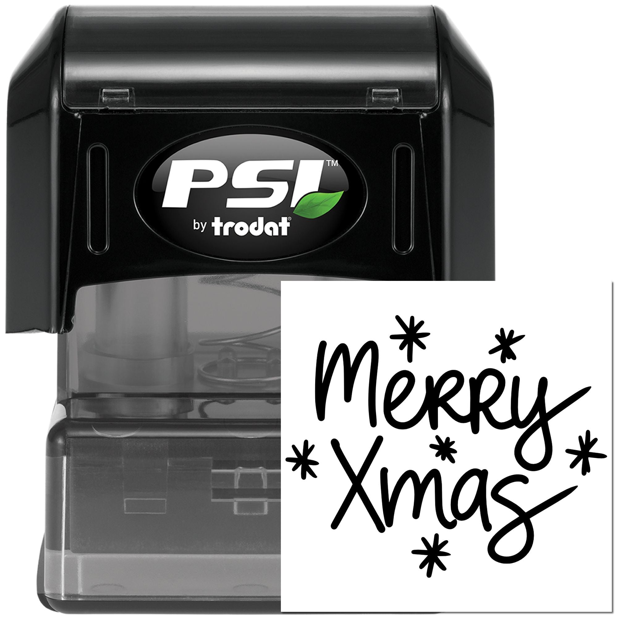 PSI by Trodat Merry Xmas self-inking rubber stamp for holiday cards and gift packaging