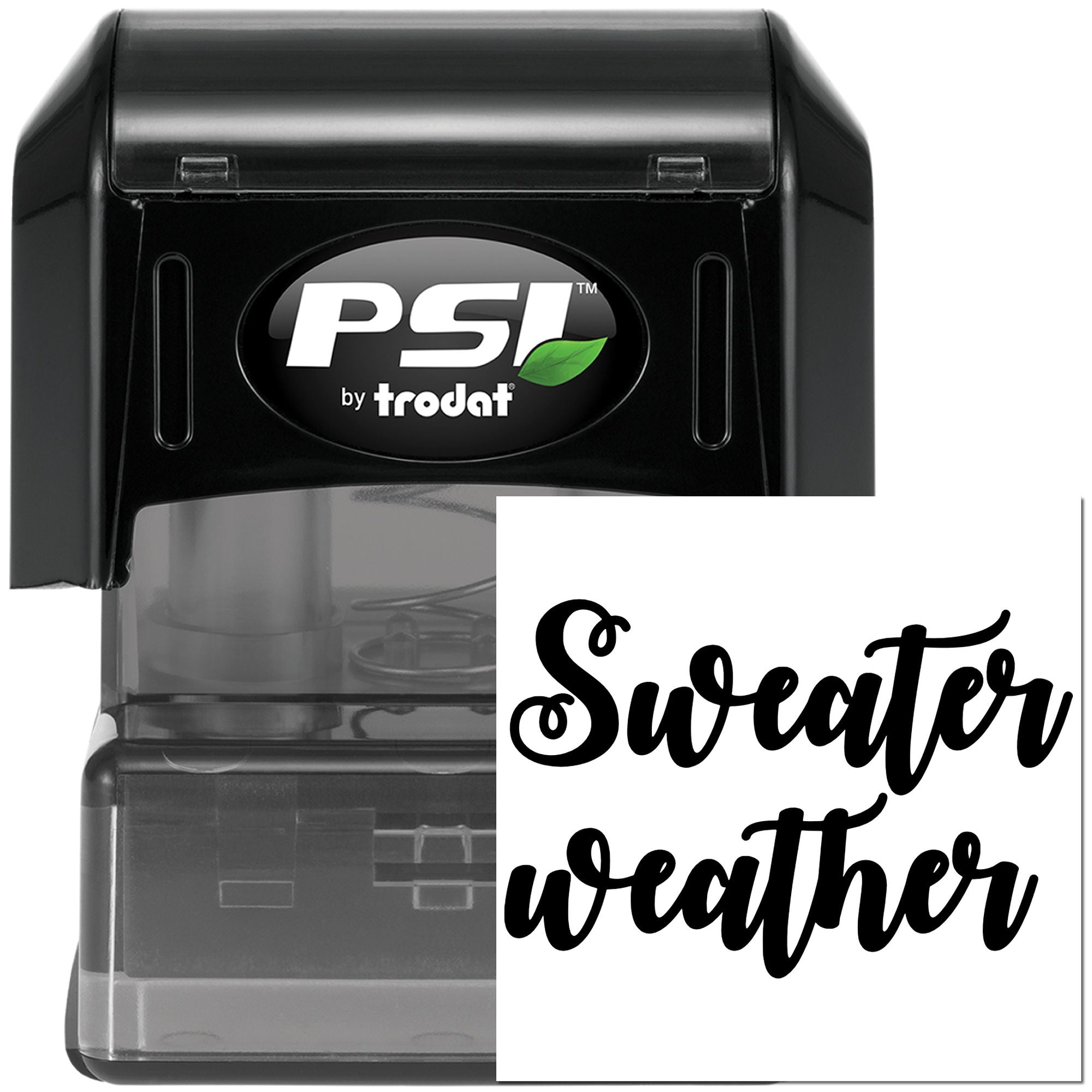 PSI by Trodat self-inking rubber stamp with Sweater weather design for seasonal crafts, labels, and custom stamping.