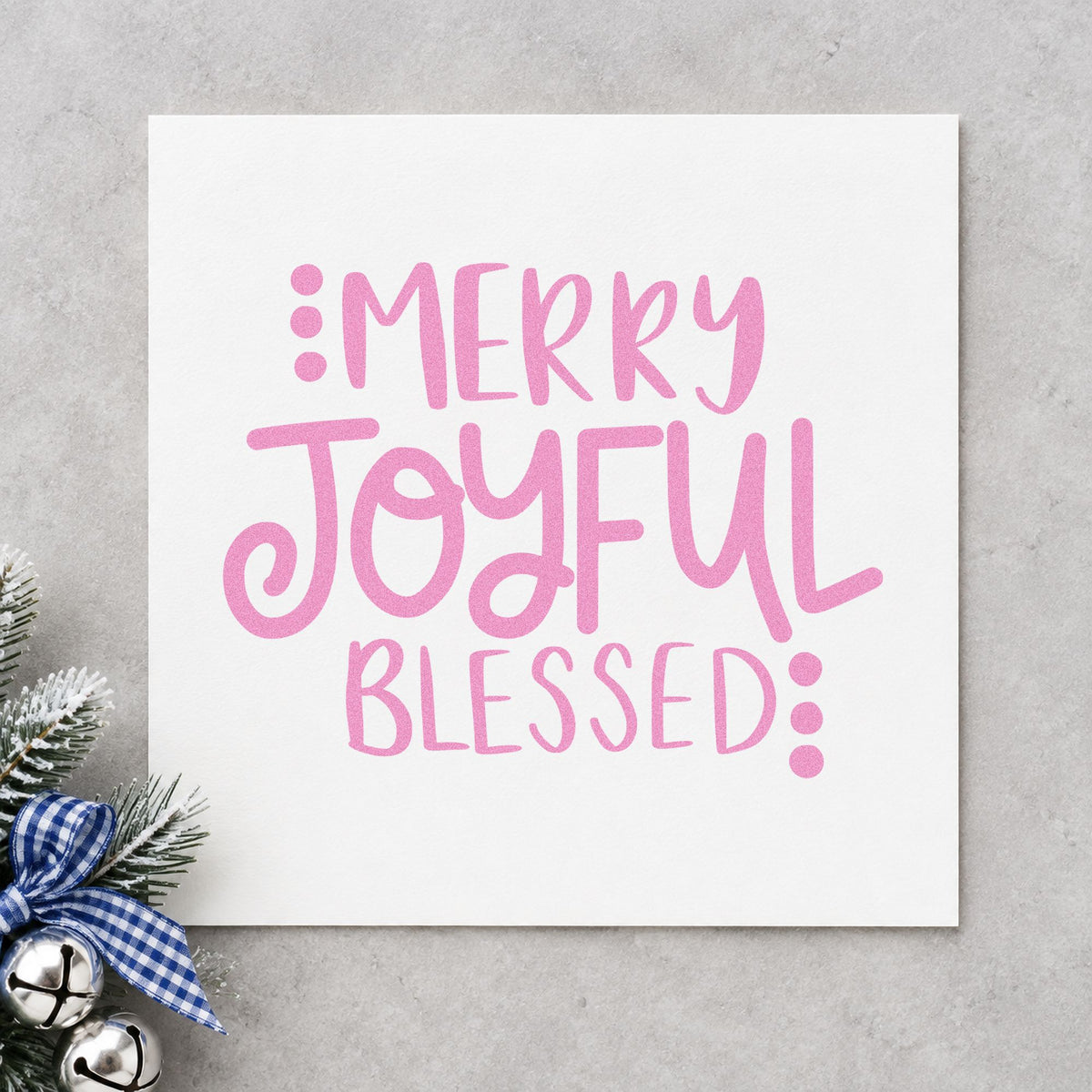 Merry Joyful Blessed Dots Stamp – Duo Hand in use 10