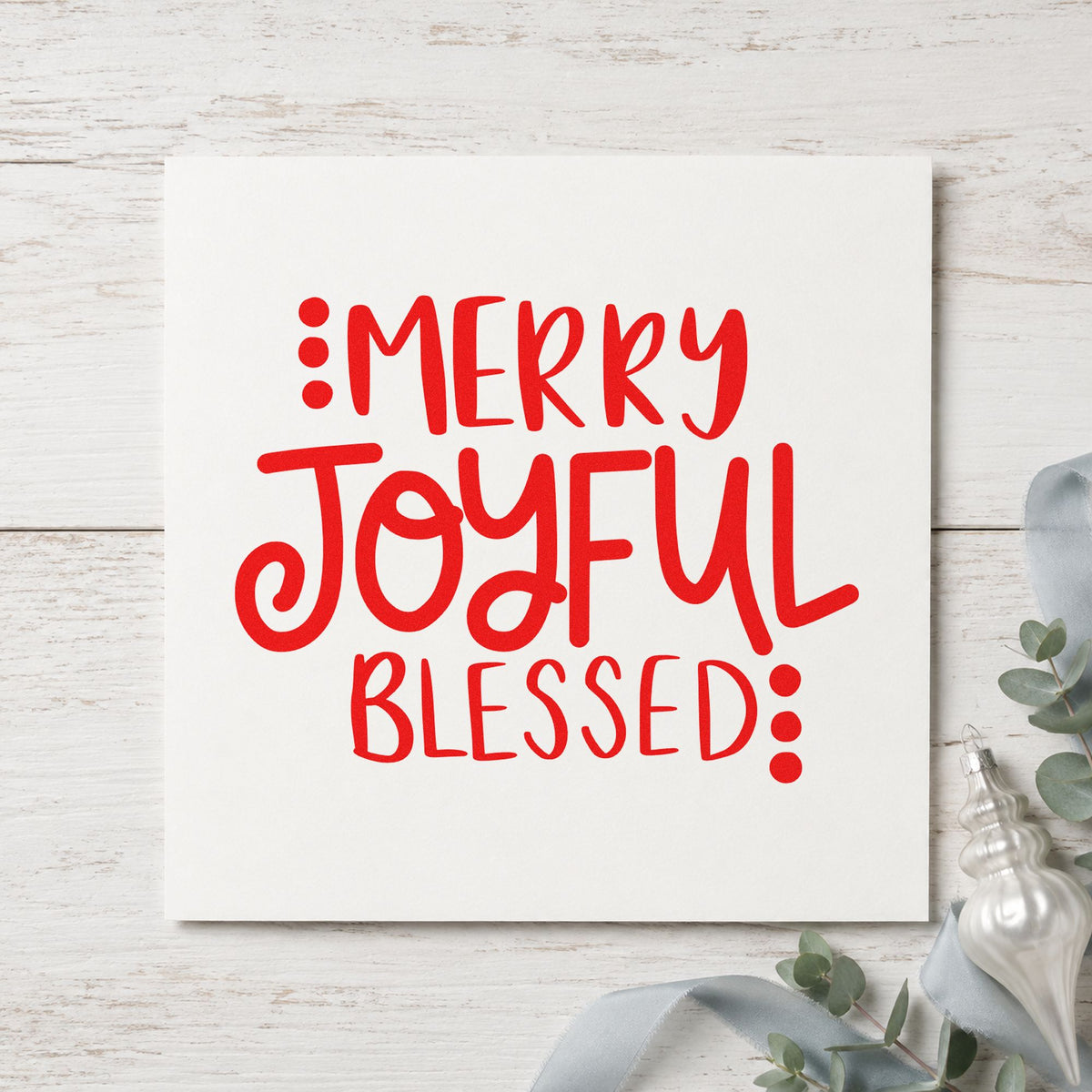 Merry Joyful Blessed Dots Stamp – Duo Hand in use 5