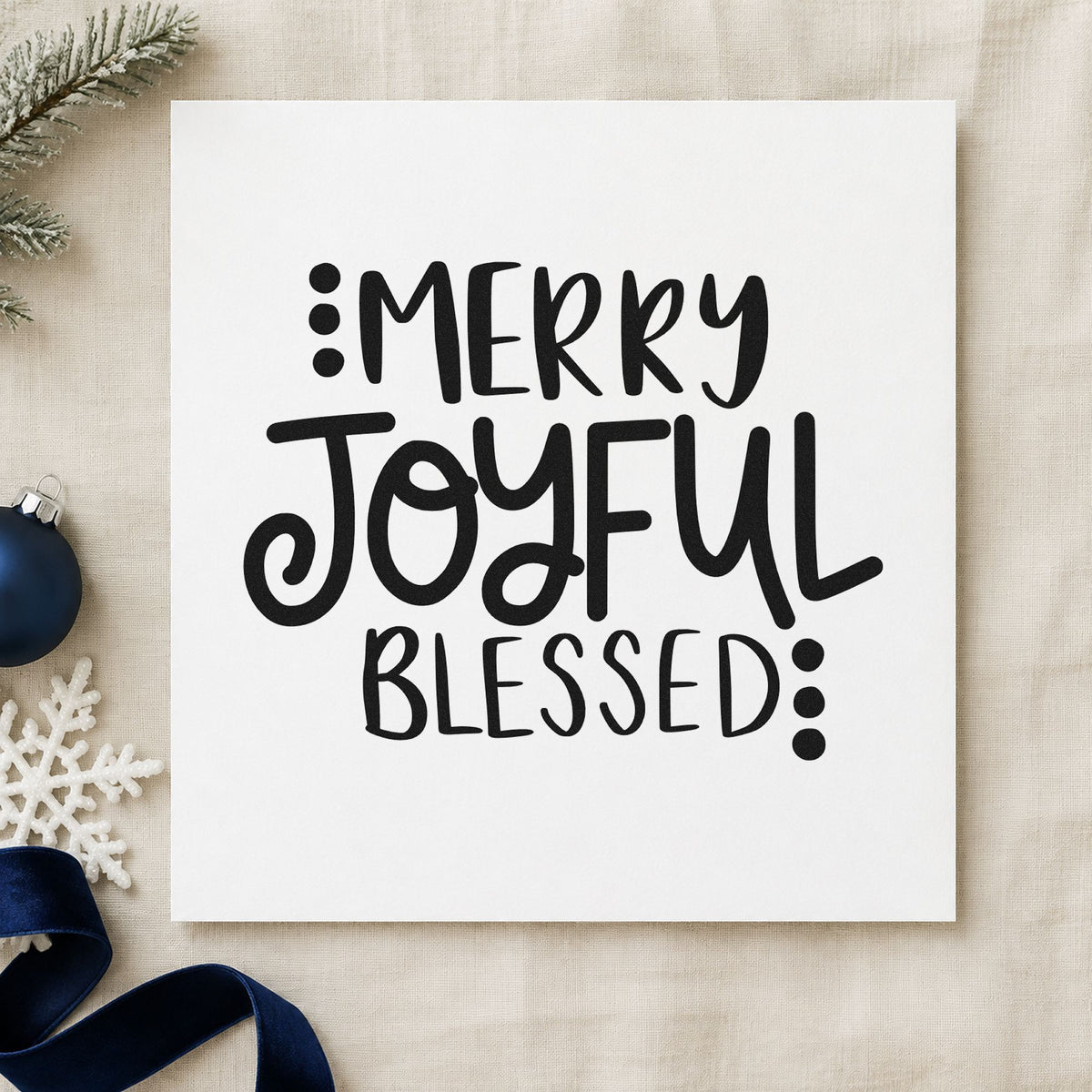 Merry Joyful Blessed Dots Stamp – Duo Hand in use 9