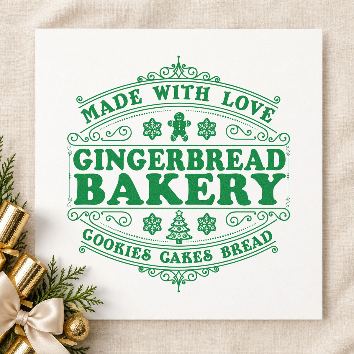 Made With Love Gingerbread Bakery Tree Motif Stamp – Self-Inking in use 10