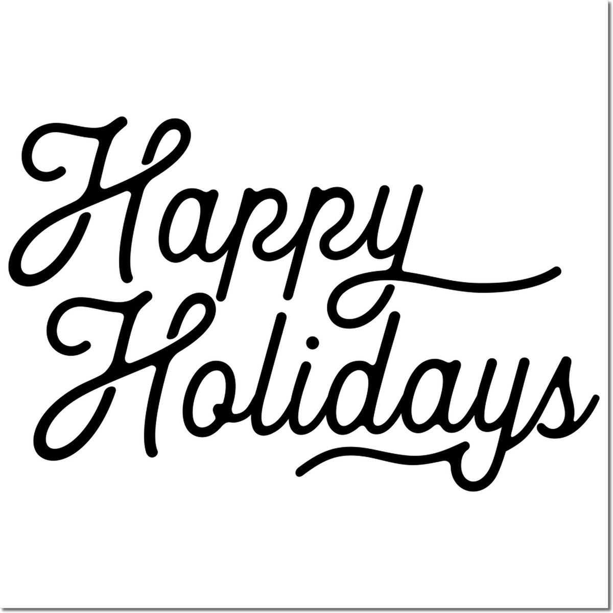 Happy Holidays rubber stamp design in elegant script for holiday cards, crafts, and gift packaging.