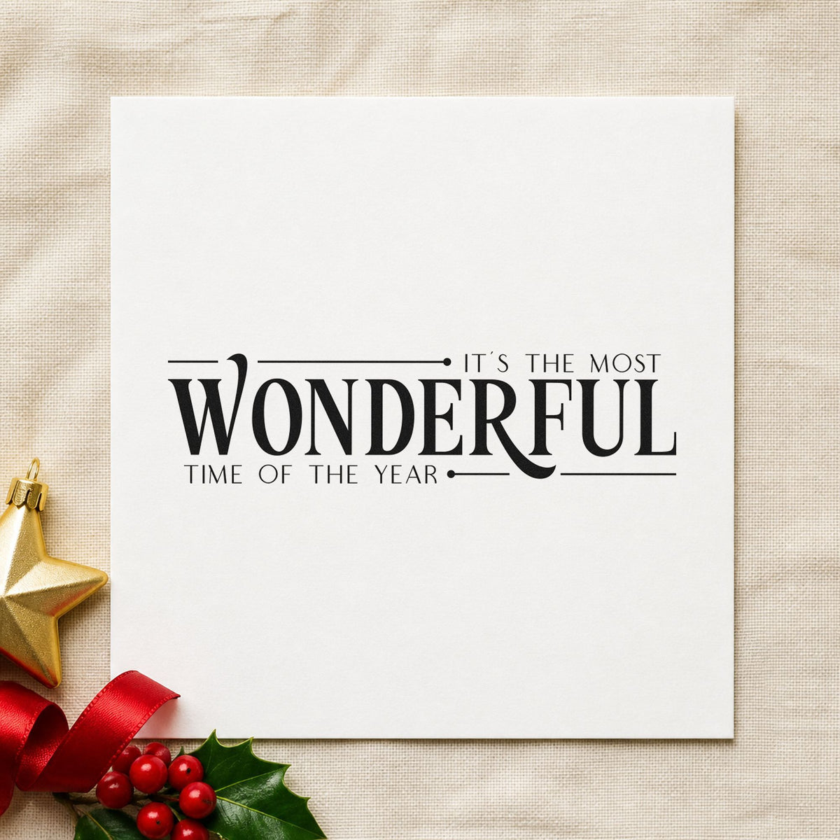 It's The Most Wonderful Time Of The Year Serif Typography Self-Inking Stamp in use 4