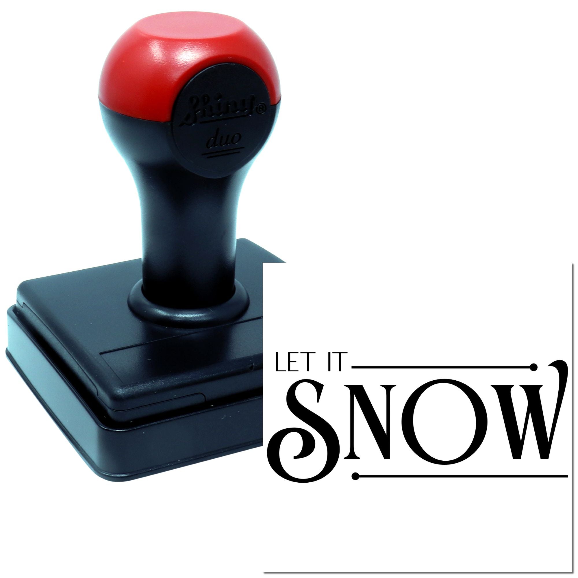 Self-inking rubber stamp with Let It Snow design for winter crafts, cards, and holiday branding
