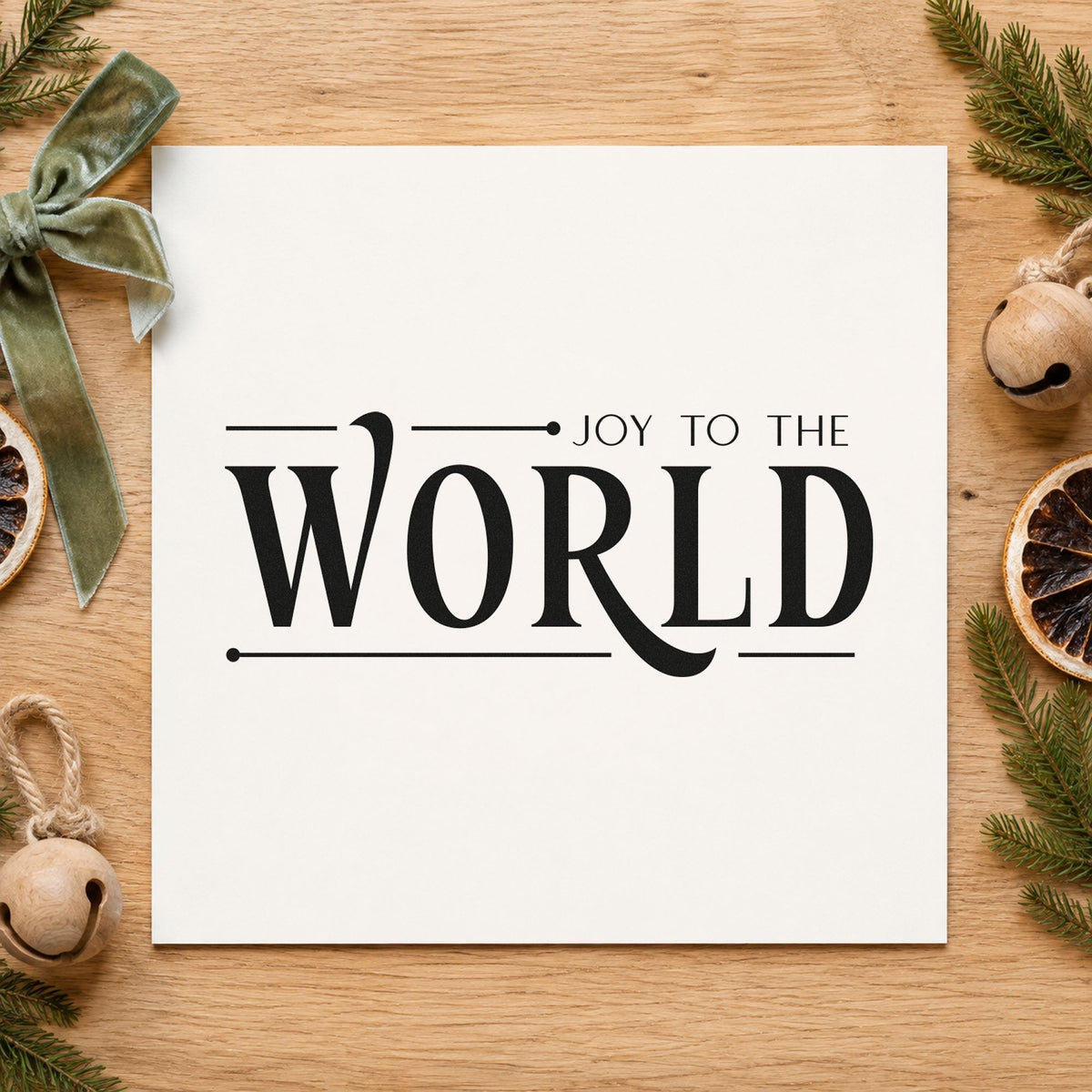 Joy To The World Serif rubber stamp printed in black ink, ready for last word large cards and similar paper crafts.