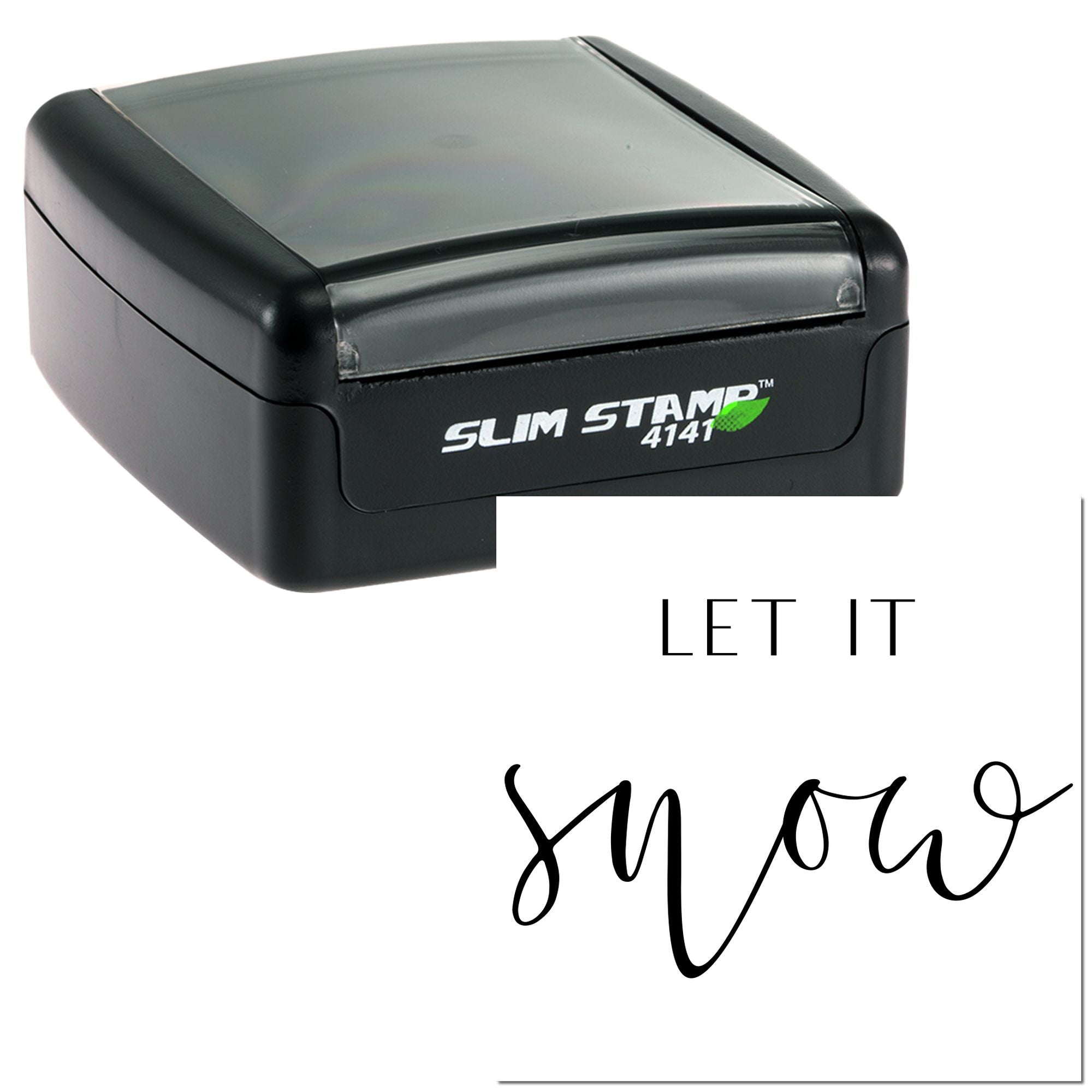 Slim Stamp 4141 self-inking rubber stamp with custom message imprint for personalized stamping.