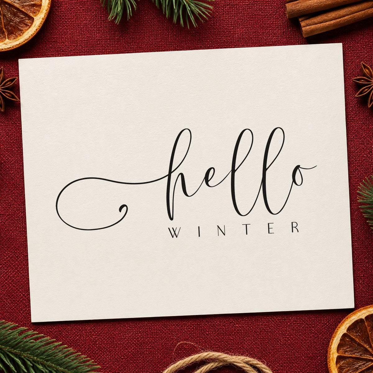Hello Winter Fine Script Slim Pre-Inked Stamp in use 4