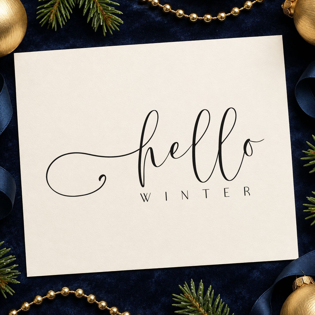 Hello Winter Fine Script Slim Pre-Inked Stamp in use 9