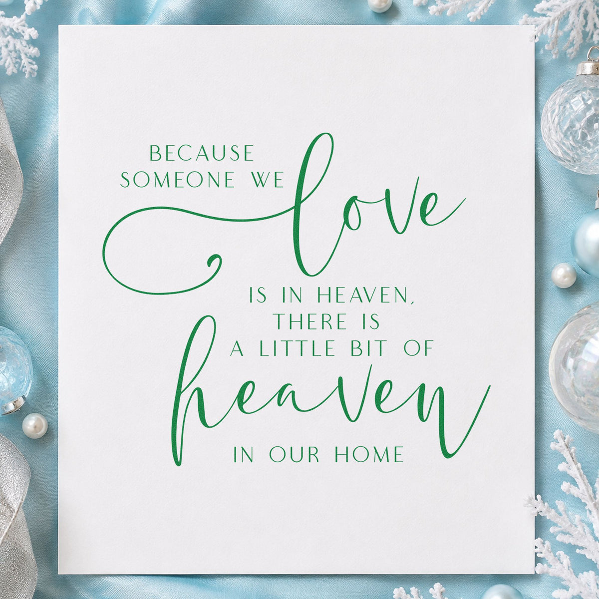 Love In Heaven Home Quote craft stamp in green ink on cardstock, an easy option for memory album page.
