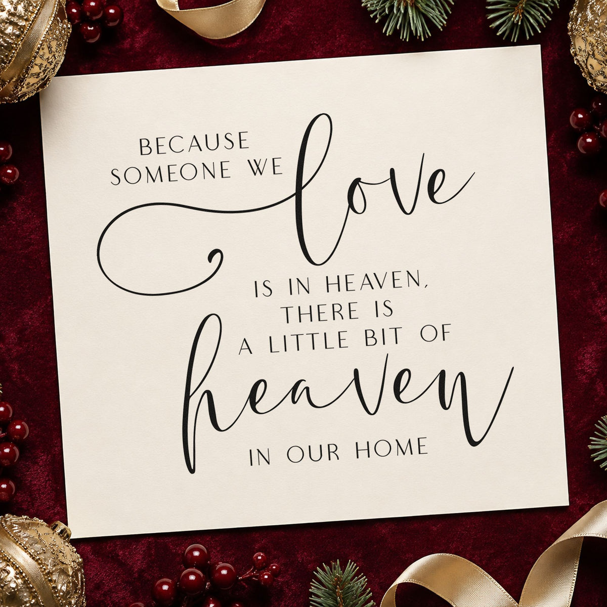 Love In Heaven Home Quote rubber stamp printed in black ink, ready for heaven in our home cards and similar paper crafts.