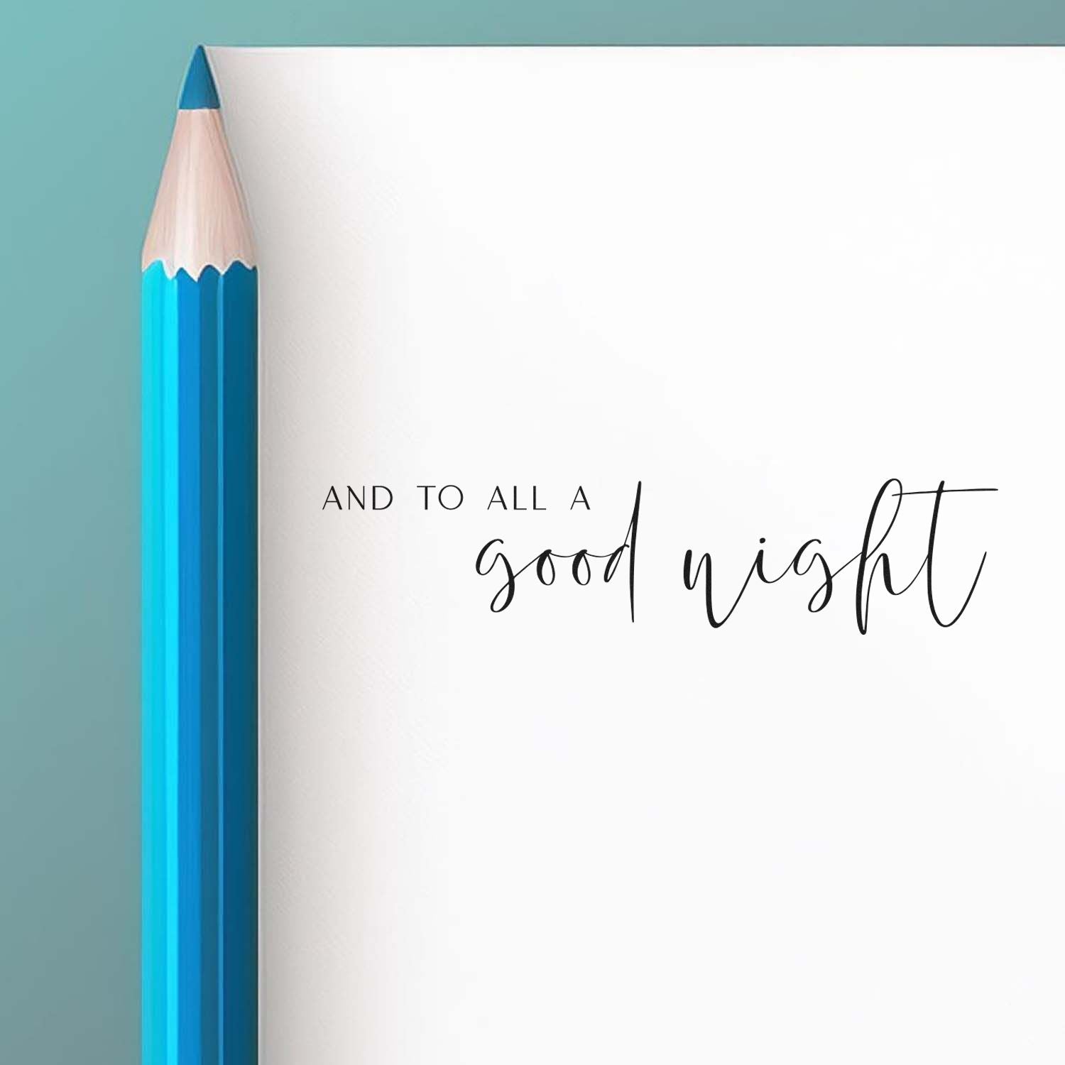Holiday rubber stamp design reading And to all a good night for Christmas cards, invitations, and seasonal crafts.