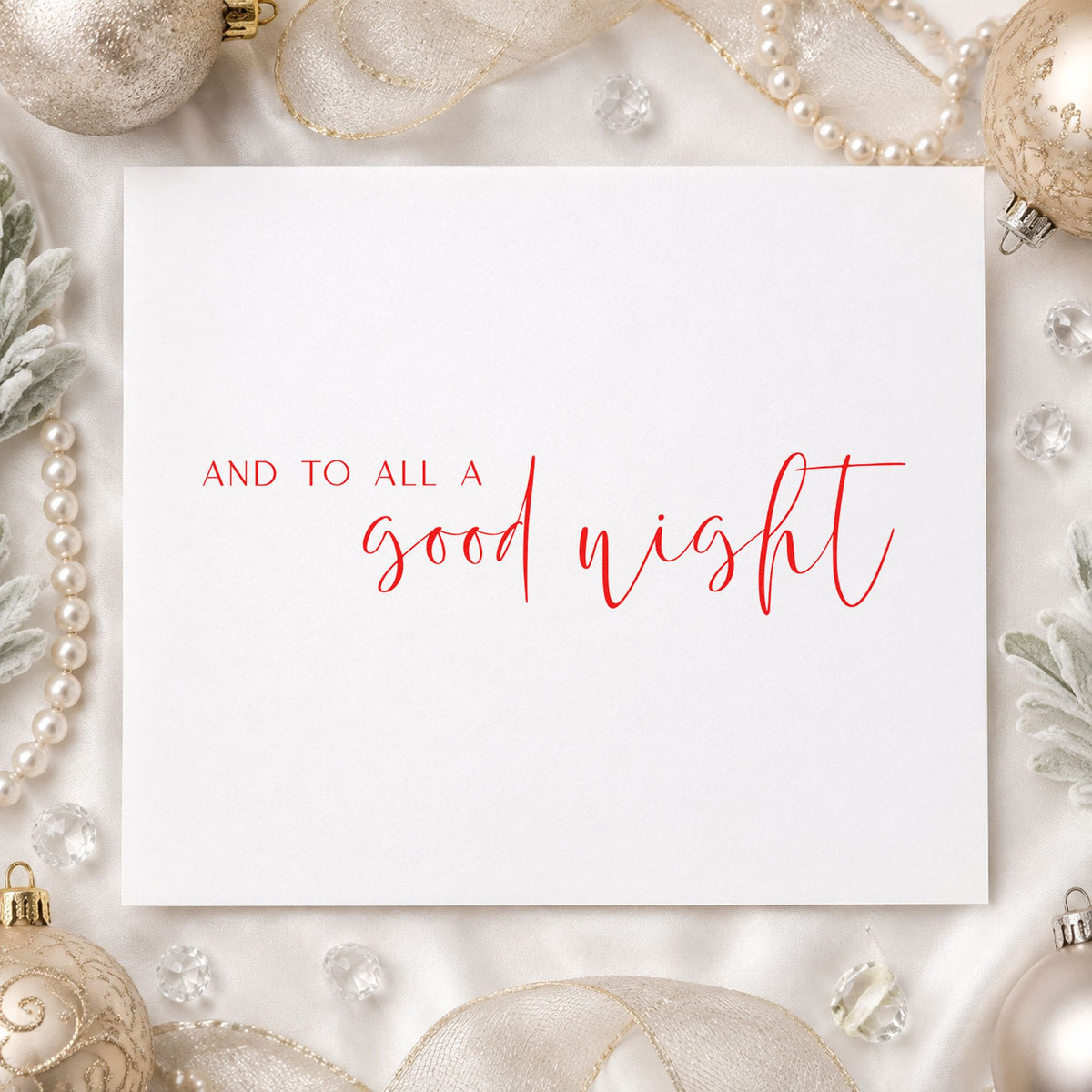 And To All Good Night craft stamp in purple ink on cardstock, an easy option for crib sheet printing.